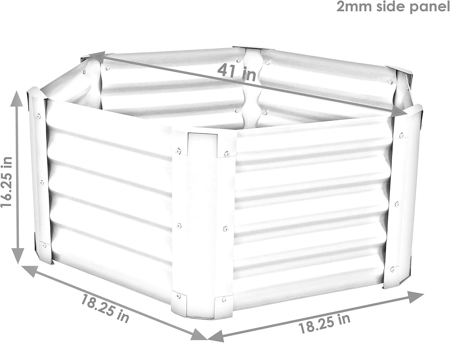 Gray Powder-Coated Steel Hexagon Raised Garden Bed Kit