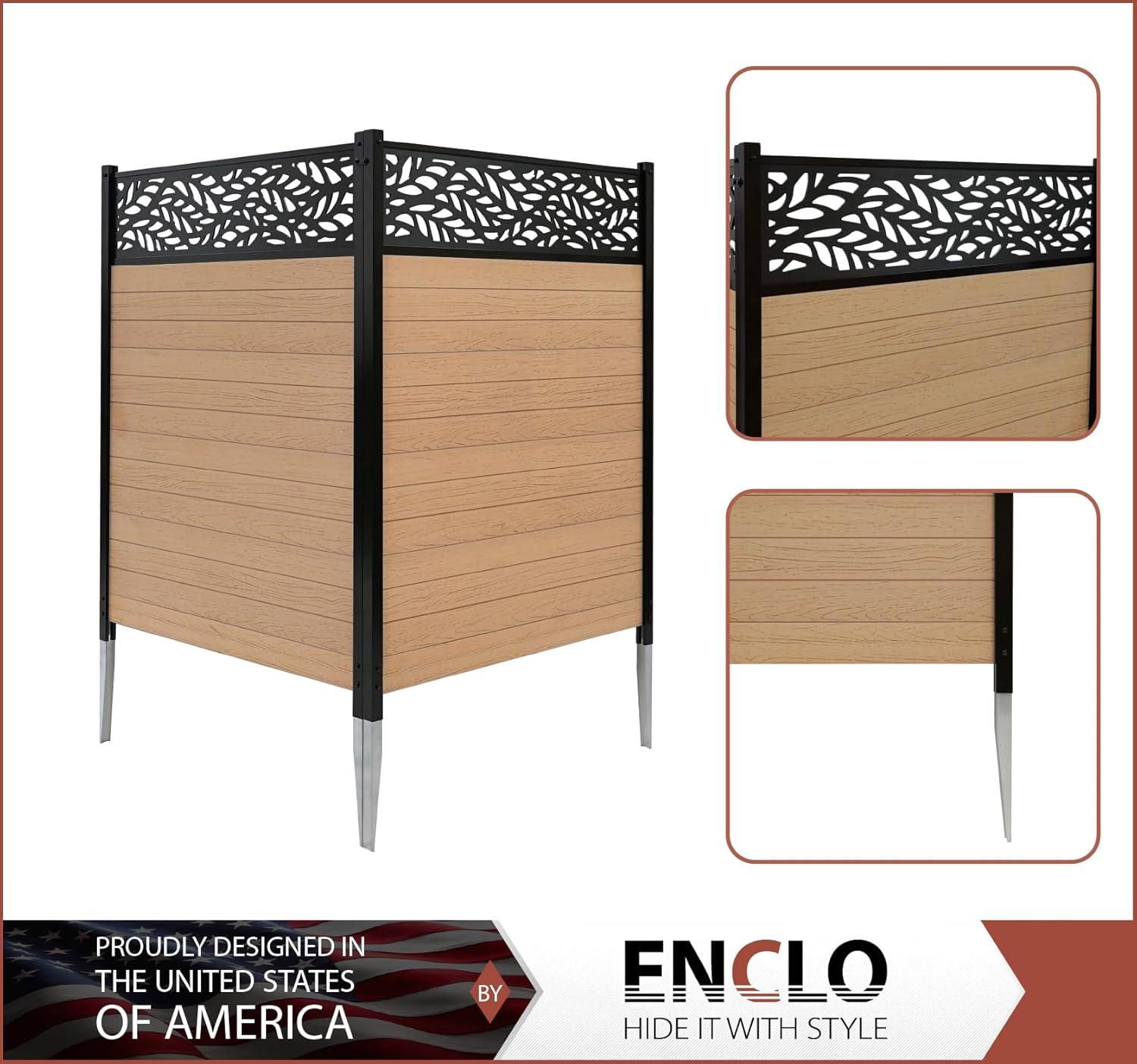 Enclo Privacy Screens EC18020 4 ft H x 3 ft W Nappa Lasercut WoodTek Vinyl Cedar Color Privacy Screen Kit (2 Panels)