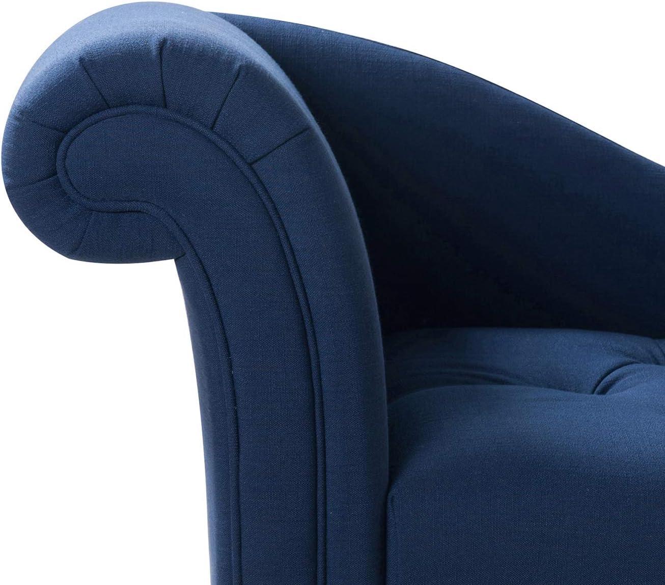 Harrison Tufted Roll Arm Chaise Lounge, Midnight Blue