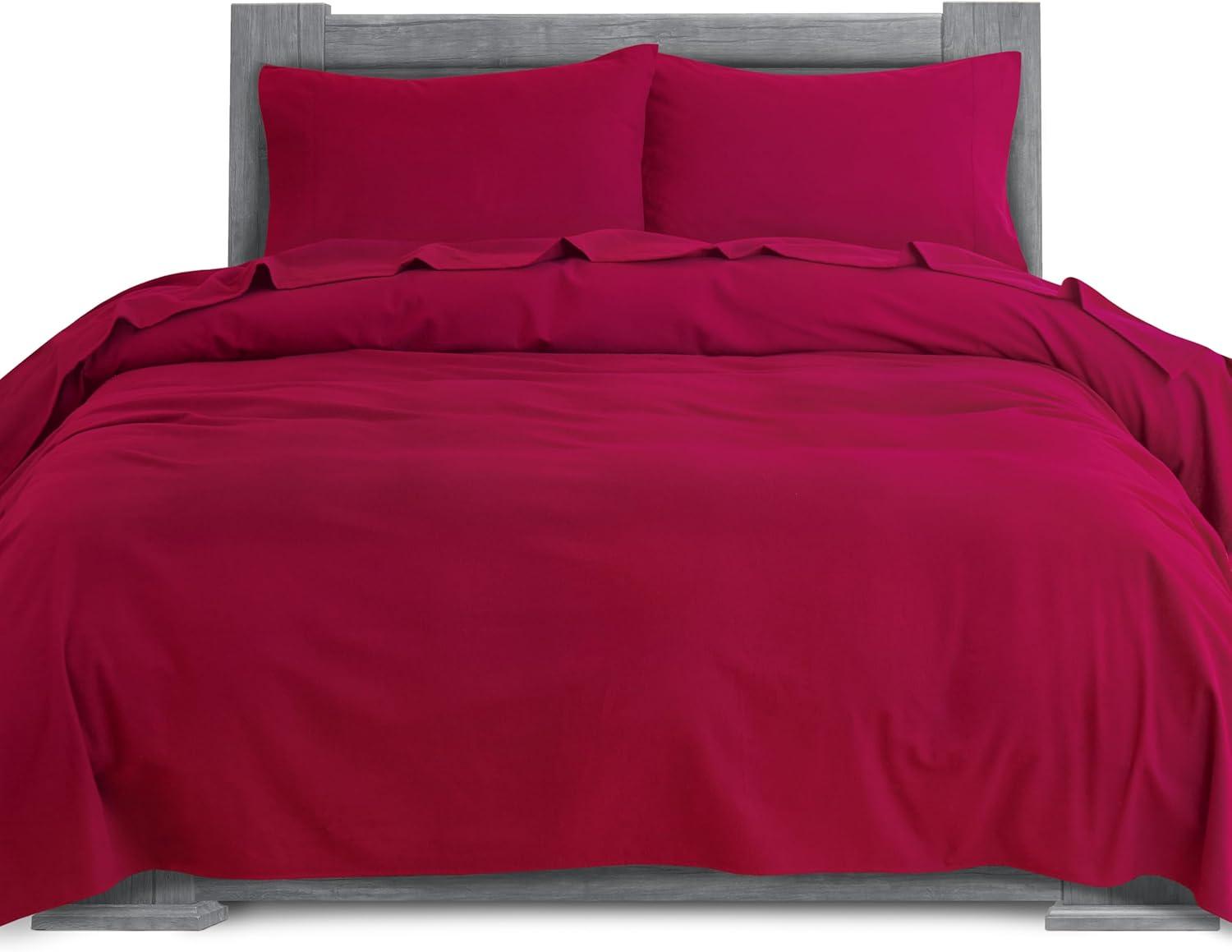 Burgundy Queen 100% Turkish Cotton Flannel Sheet Set