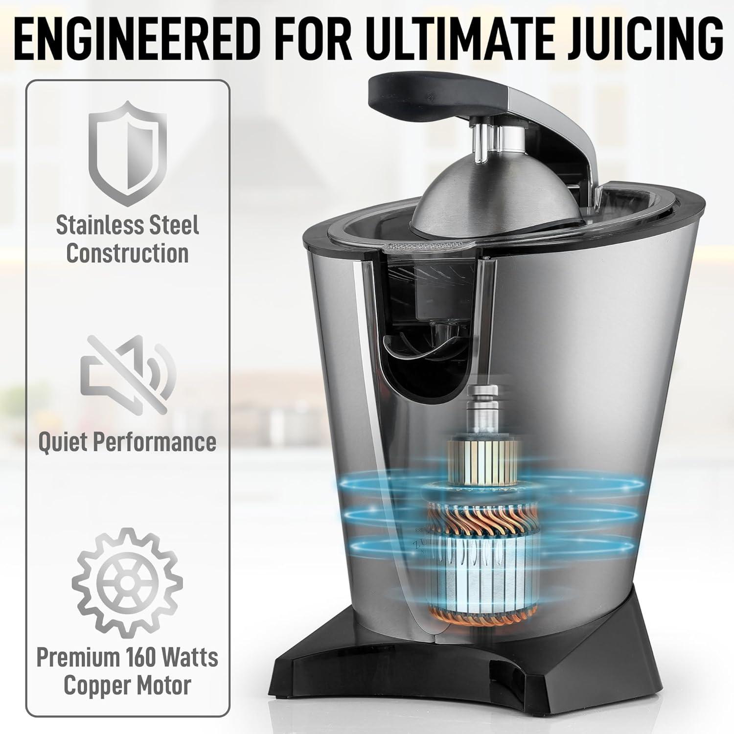 Stainless Steel Electric Citrus Juicer with Powerful Motor