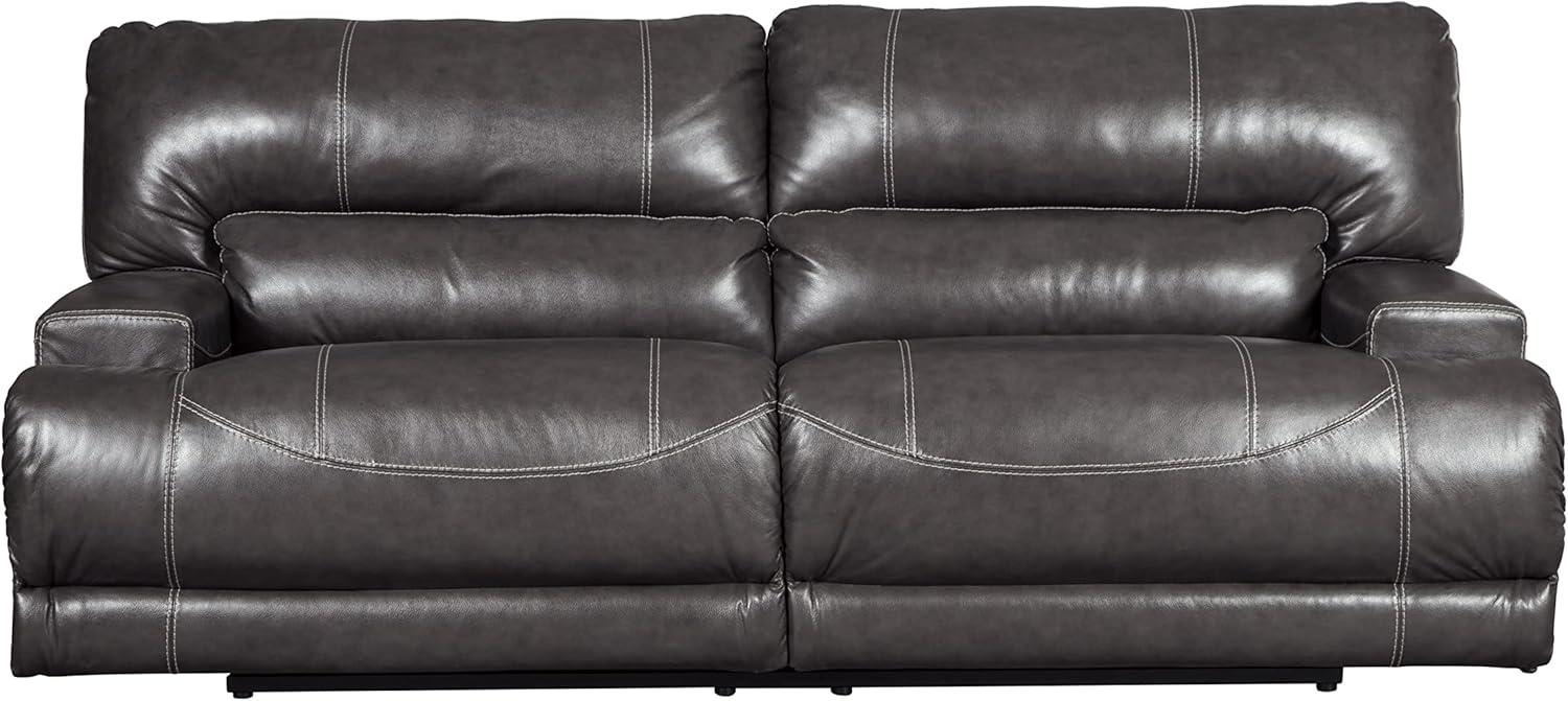 Gray Faux Leather Oversized Power Recliner with Metal Frame