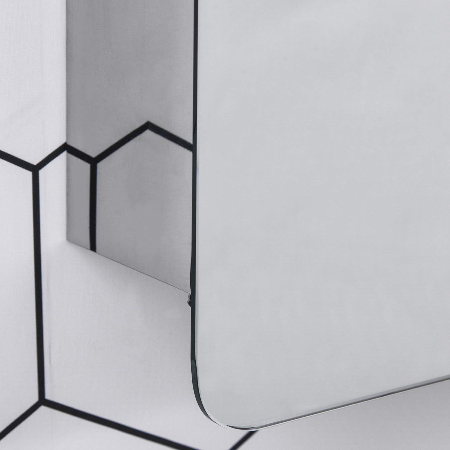 kleankin 18'' x 26'' Wall Mount Bathroom Medicine Cabinet Mirror Sliding Door with 3-Tier Storage Shelf, Stainless Steel, for Living Room Bedroom