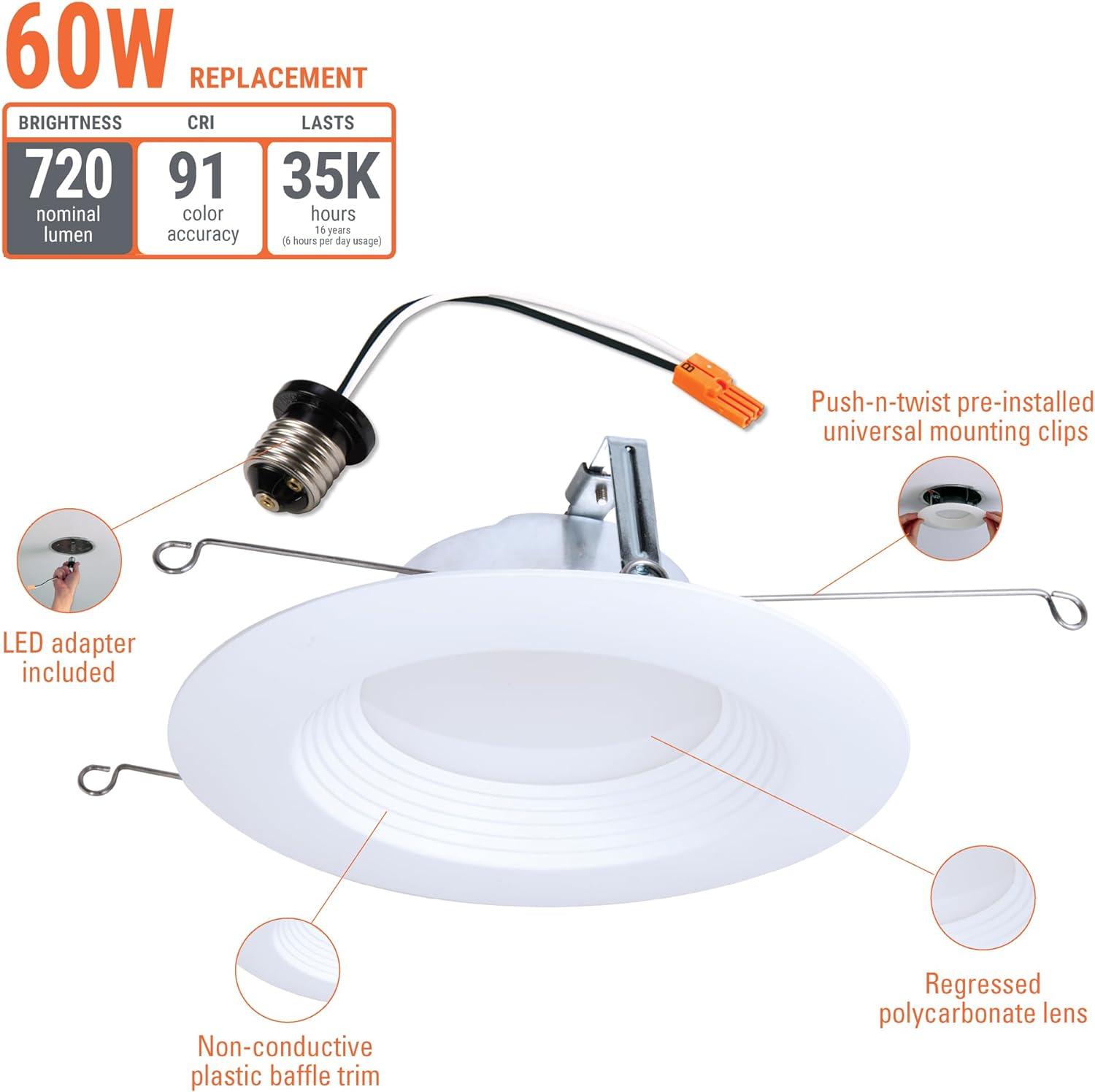 White Aluminum 5/6 Inch LED Recessed Lighting Pack