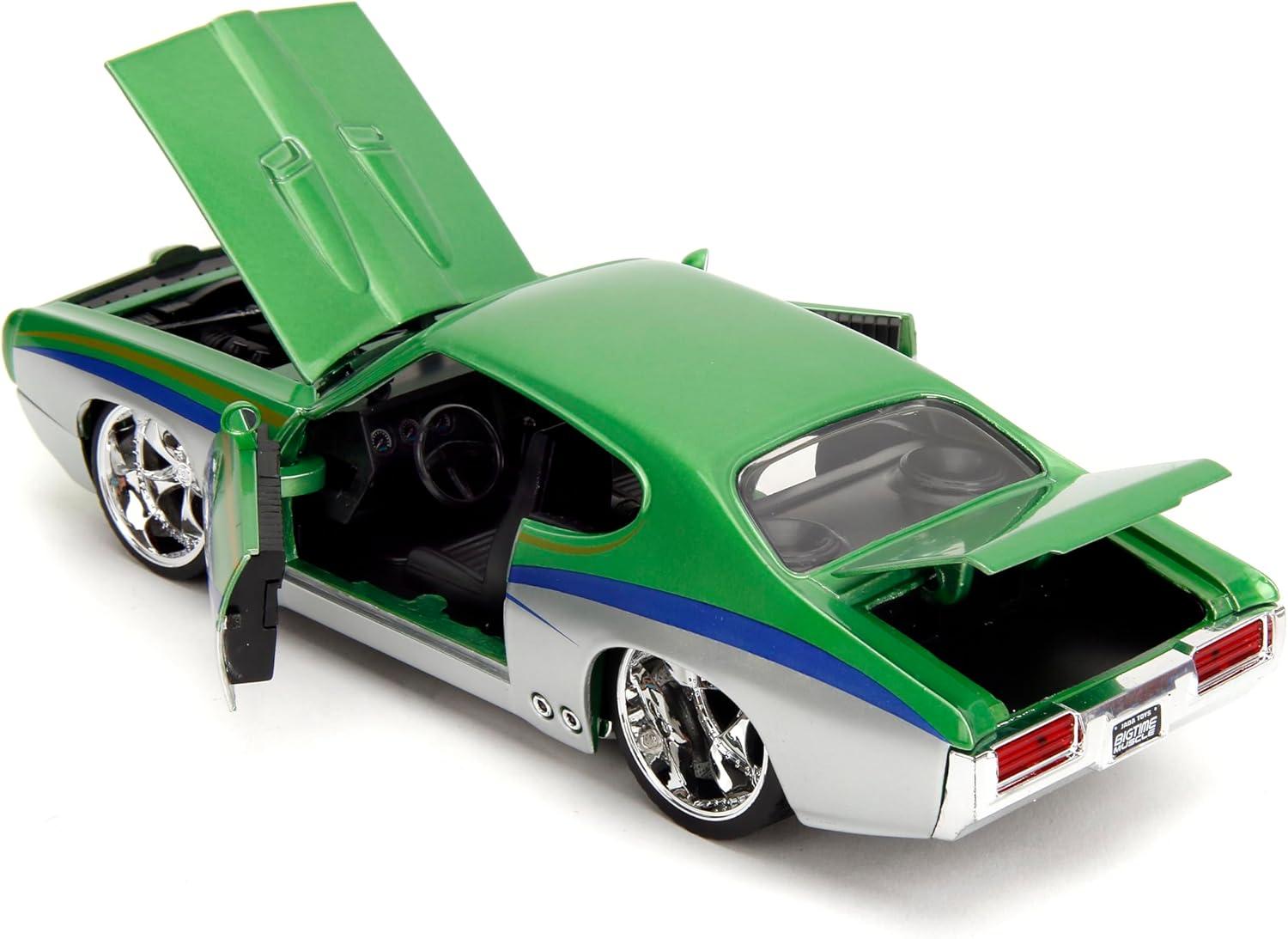 1969 Pontiac GTO Judge Green Metallic and Silver with Stripes "Bigtime Muscle" Series 1/24 Diecast Model Car by Jada(Selections May Vary)