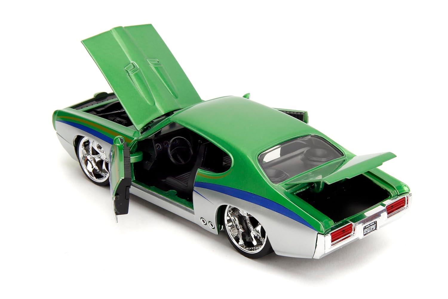 1969 Pontiac GTO Judge Green Metallic and Silver with Stripes "Bigtime Muscle" Series 1/24 Diecast Model Car by Jada(Selections May Vary)