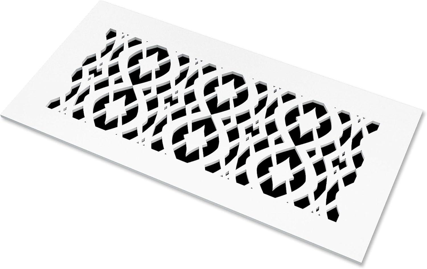SABA Home Decor Air Vent Cover Grille - Acrylic Fiberglass 6" x 8" Duct Opening (8" x 10" Overall) White Finish Decorative Register Covers for Walls and Ceilings, Charlotte (6" x 8", White)