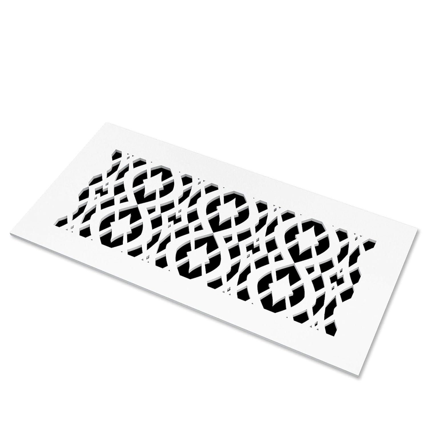 SABA Home Decor Air Vent Cover Grille - Acrylic Fiberglass 6" x 8" Duct Opening (8" x 10" Overall) White Finish Decorative Register Covers for Walls and Ceilings, Charlotte (6" x 8", White)