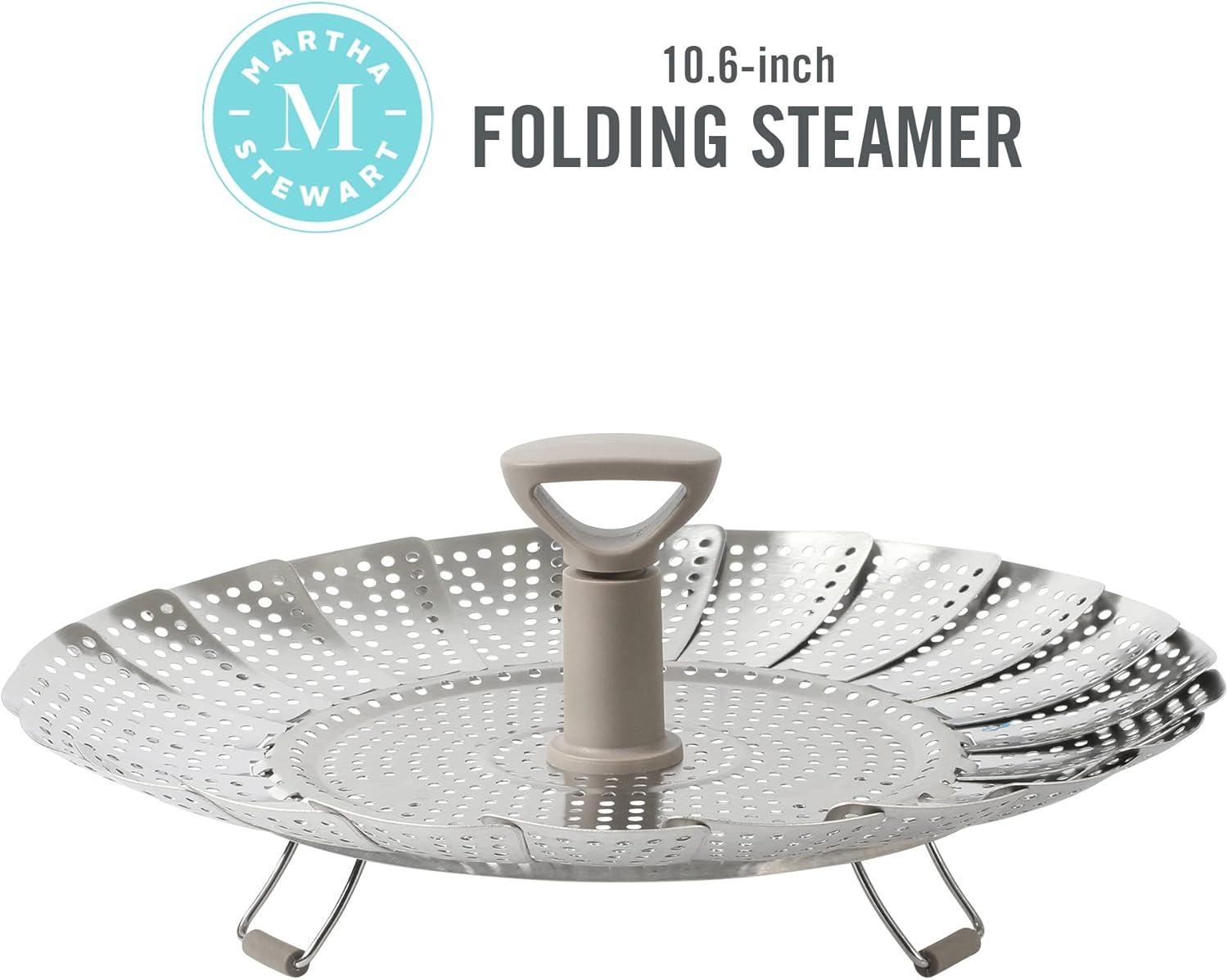 Martha Stewart Martha Stewart Stainless Steel Folding Steamer Insert With Handle In Taupe