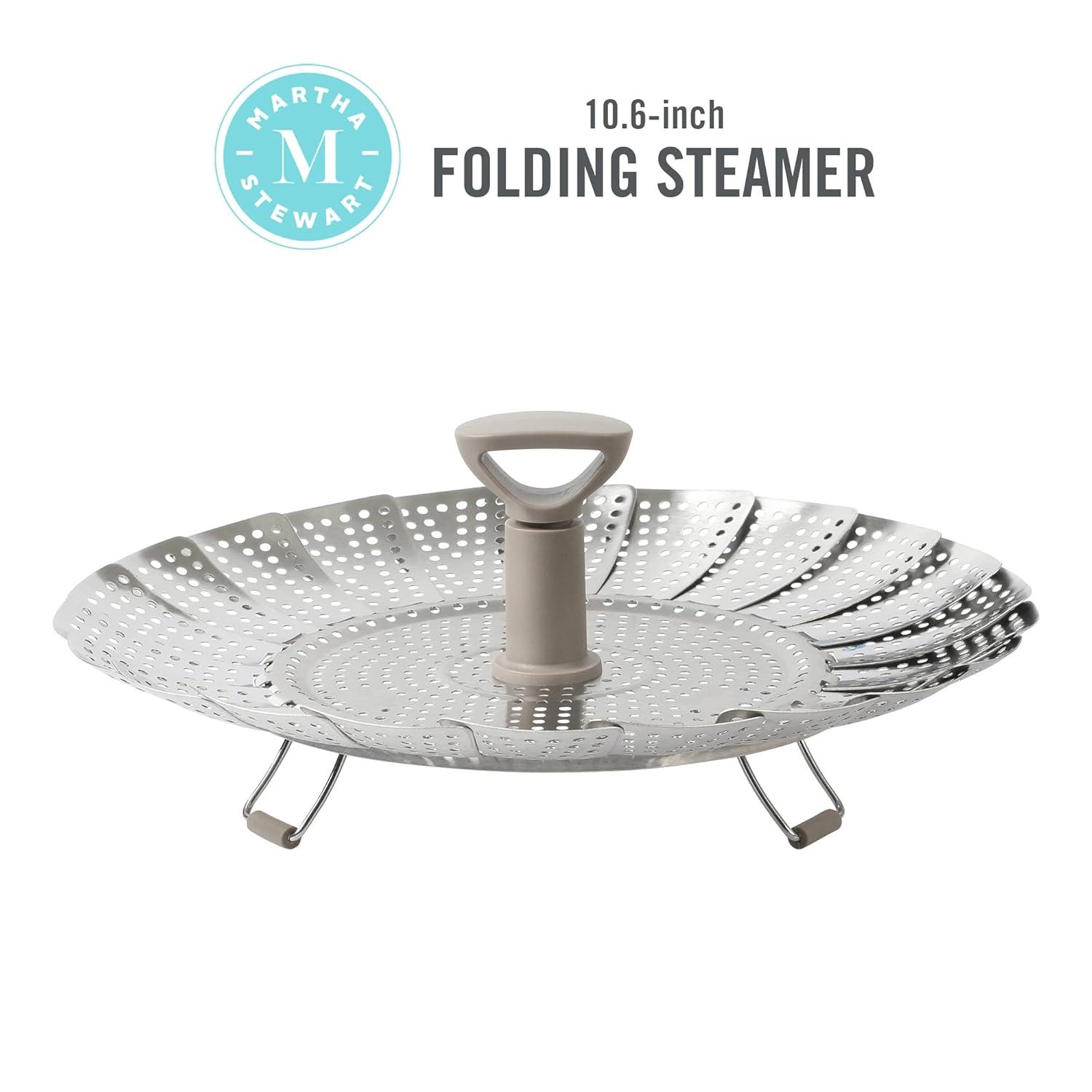 Martha Stewart Martha Stewart Stainless Steel Folding Steamer Insert With Handle In Taupe