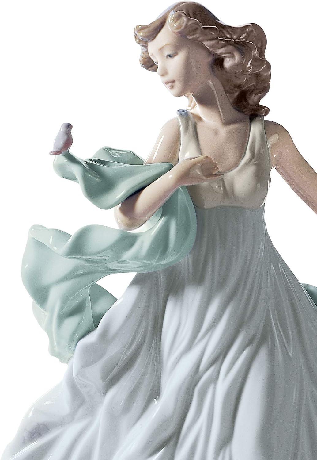 Summer Serenade Glossy Porcelain Woman Figurine