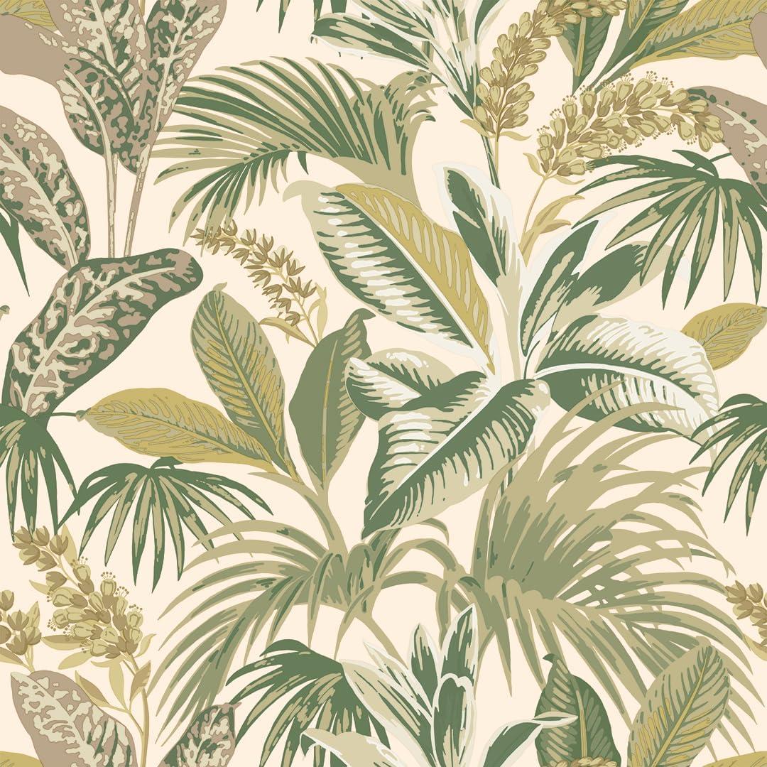 Tempaper & Co.® Havana Palm Removable Peel and Stick Wallpaper, Tropical Green, 28 sq. ft.: Vinyl Botanical Leaf Design