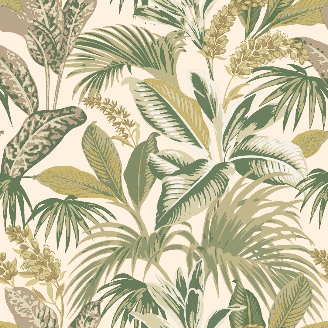 Tempaper & Co.® Havana Palm Removable Peel and Stick Wallpaper, Tropical Green, 28 sq. ft.: Vinyl Botanical Leaf Design