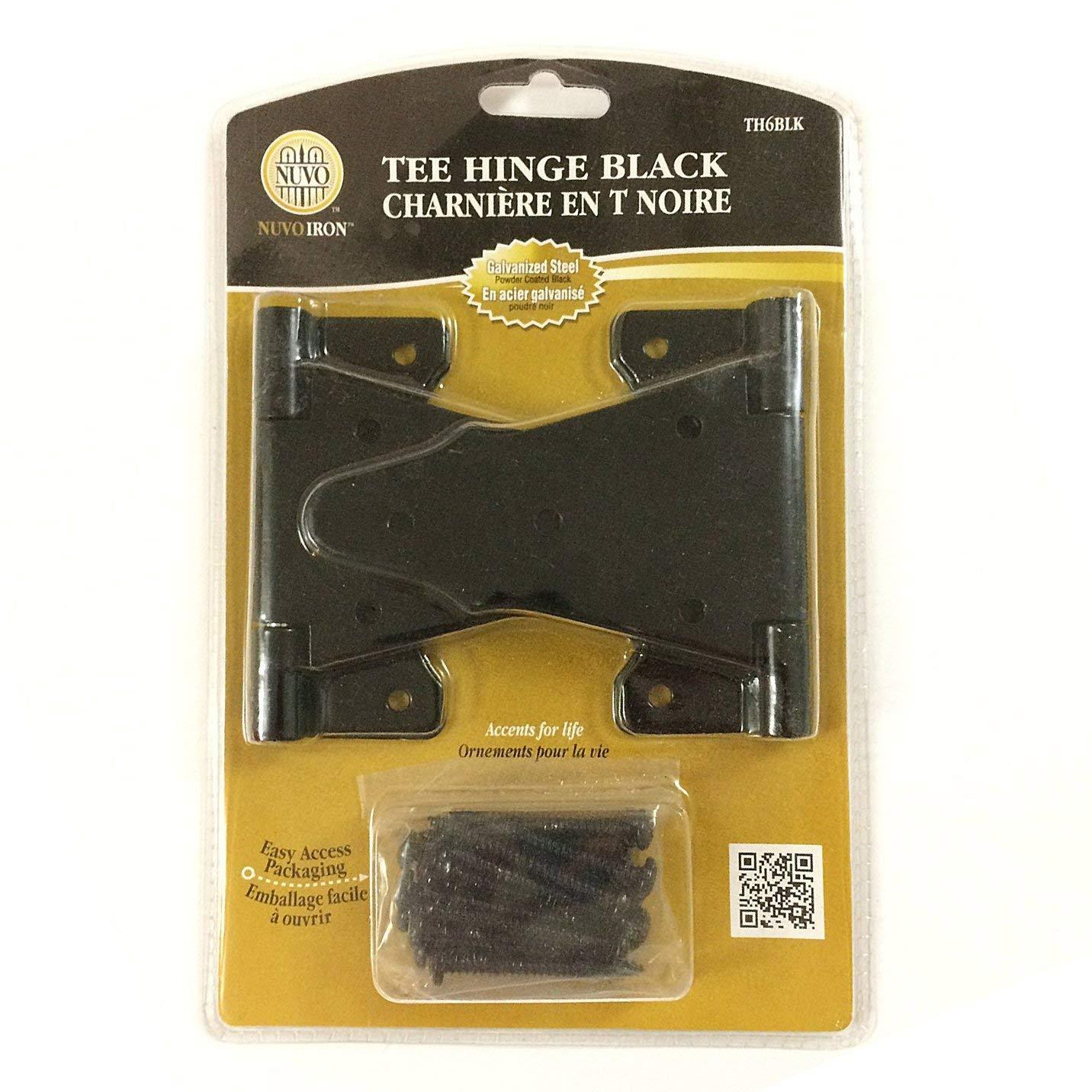 Nuvo Iron Black Galvanized Steel 6" Tee Gate Hinges (2 pcs)