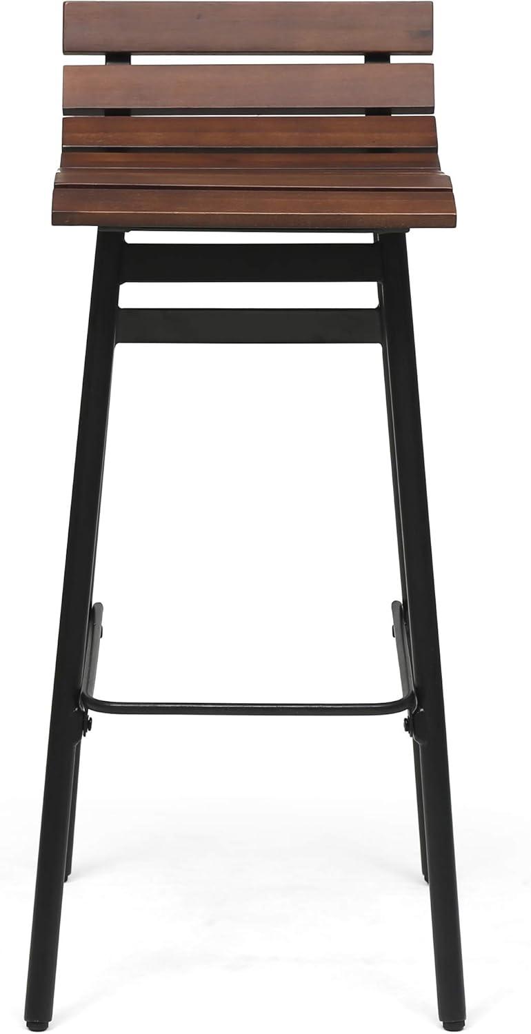 Set of 2 Pepperwood Wooden Barstool Dark Brown - Christopher Knight Home: Industrial Style, Acacia Frame, 29.25" Height