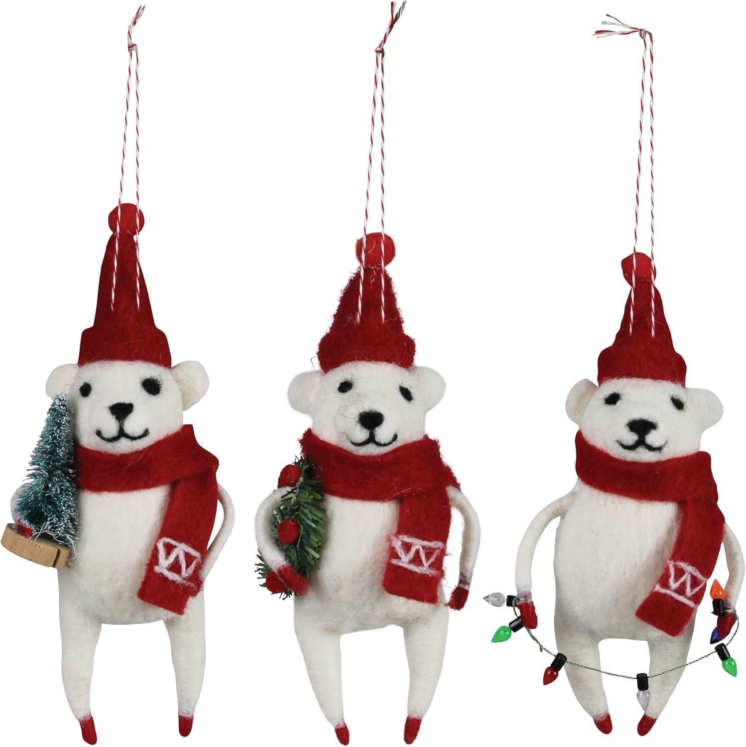The Holiday Aisle® Fabric Animals Hanging Figurine Ornament (Set of 3)