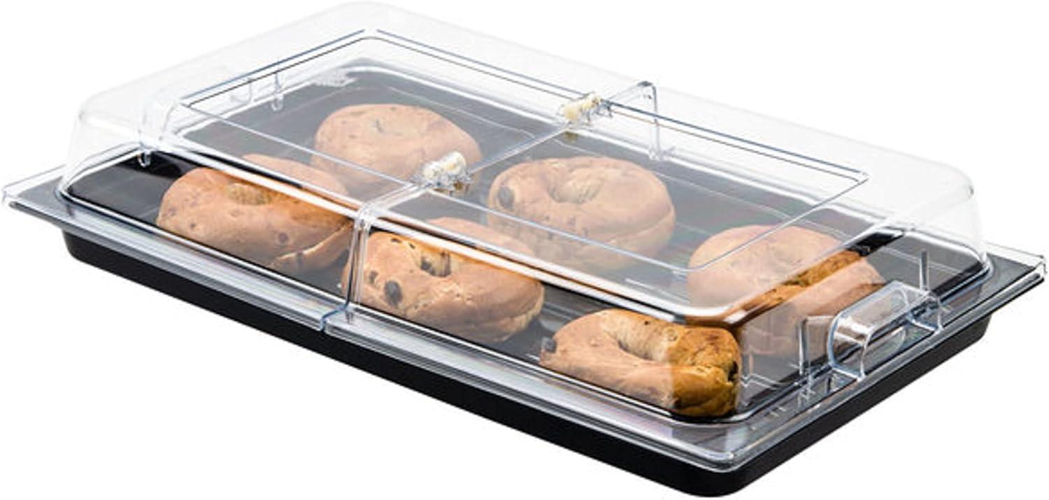 TrueCraftware- 21" x 13" x 3" Full Size Polycarbonate Hinged Dome Cover Opens on both ends Clear Color- Food Pan Cover Pastry Cover Display Cover Serving Platter Cover Clear Food Pan Cover