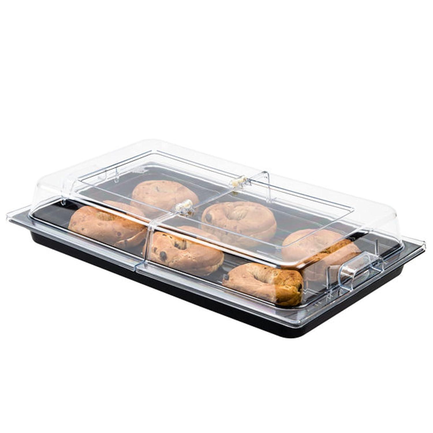 TrueCraftware- 21" x 13" x 3" Full Size Polycarbonate Hinged Dome Cover Opens on both ends Clear Color- Food Pan Cover Pastry Cover Display Cover Serving Platter Cover Clear Food Pan Cover