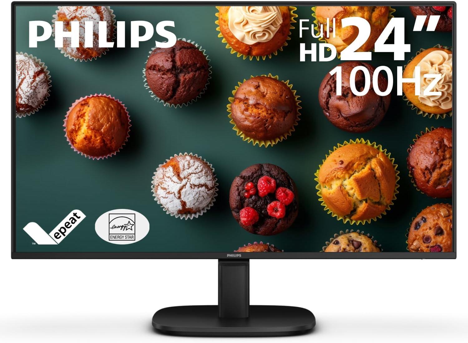 Philips 24B2N2100 24 inch FHD (1920 x 1080) 100Hz Gaming Office Monitor, Energy Star Certified, EPEAT Gold Certification, HDMI & VGA, 4 Year Advance Replacement Warranty