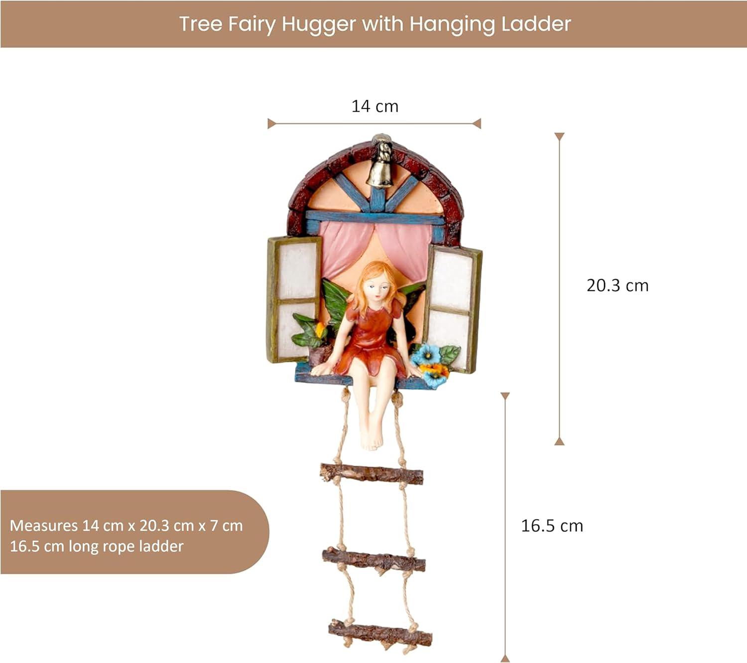 Hand-Painted Polyresin Fairy Tree Hanger with Rope Ladder