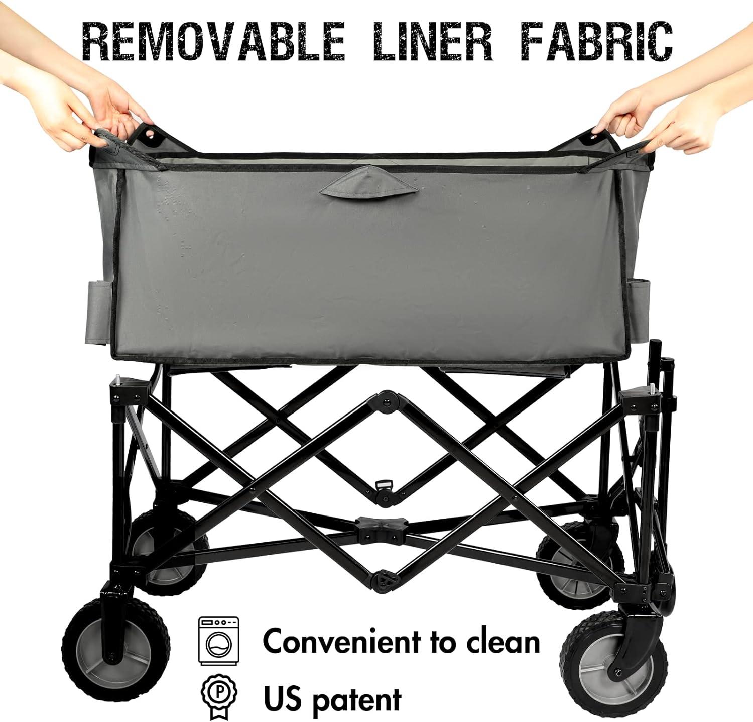 Gray Heavy Duty Foldable Outdoor Utility Wagon with Alloy Steel Frame