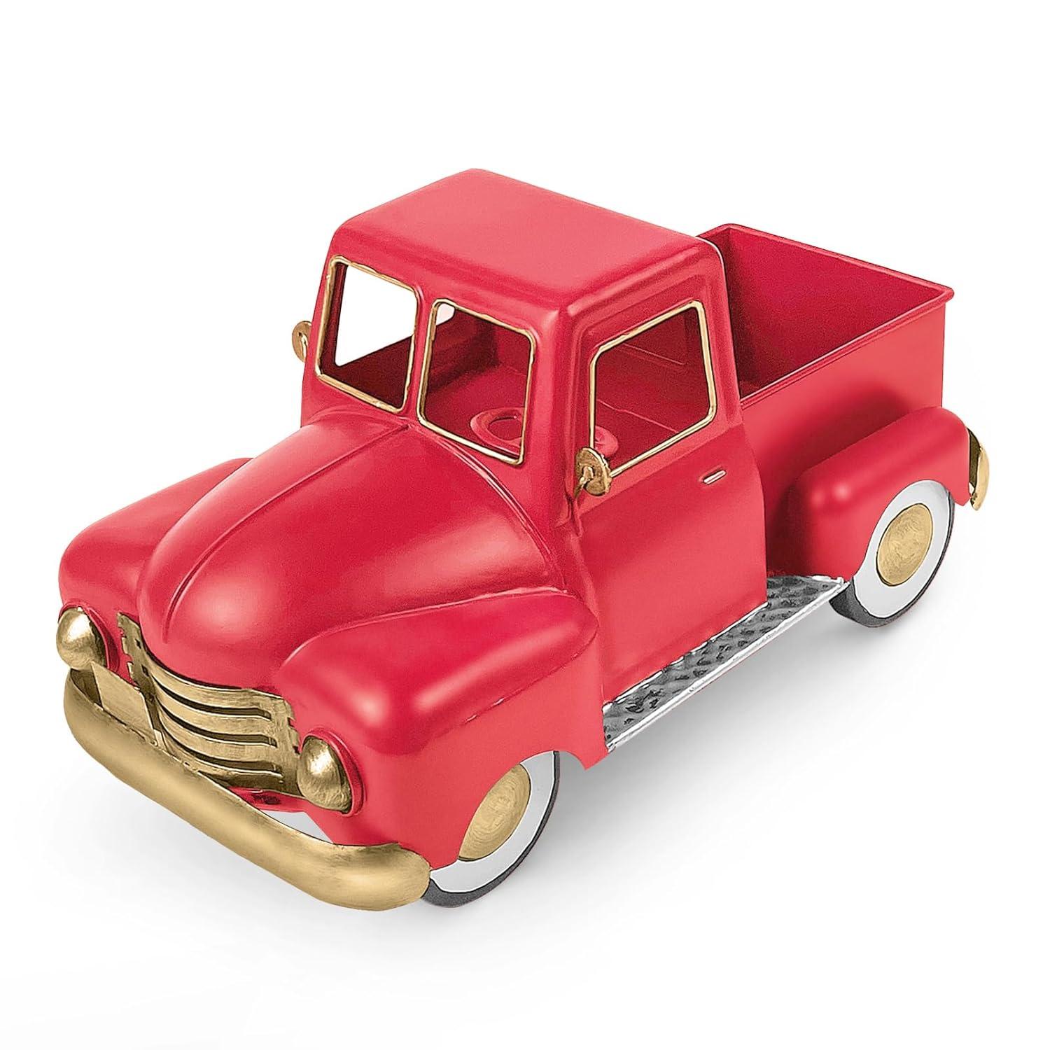 Red Vintage Metal Truck Decor, Red Christmas Truck Decor , Decorative Trucks For Your Home Kitchen, Bedroom, Office, Living Room, Bathroom, & Holiday Shelf Farmhouse Centerpiece Table Decorations