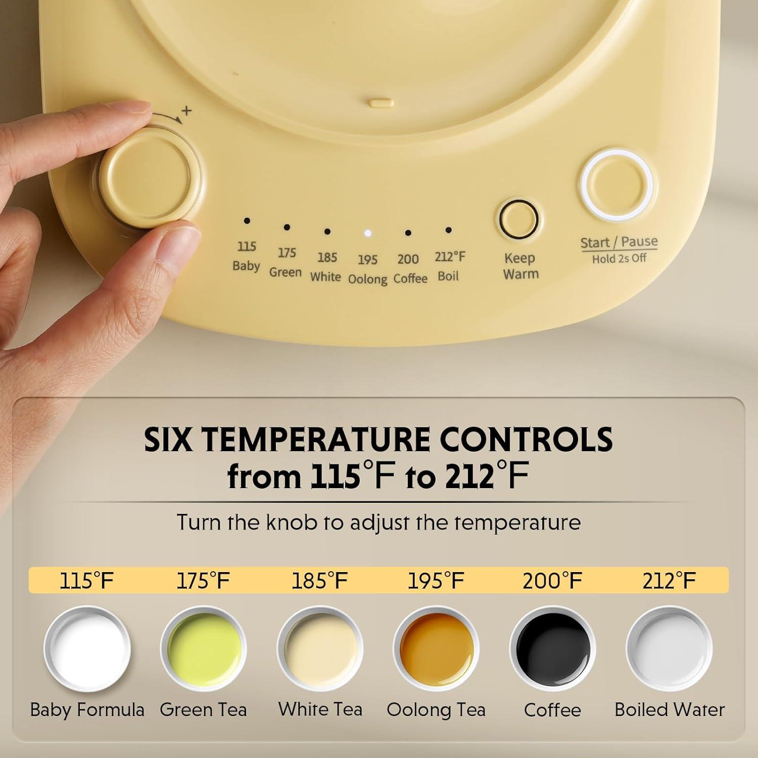 Electric Kettle With Temperature Control, 12H Keep Warm, Quick Boil, Stainless Steel Hot Water Boiler For Tea Coffee Milk, 1.7L