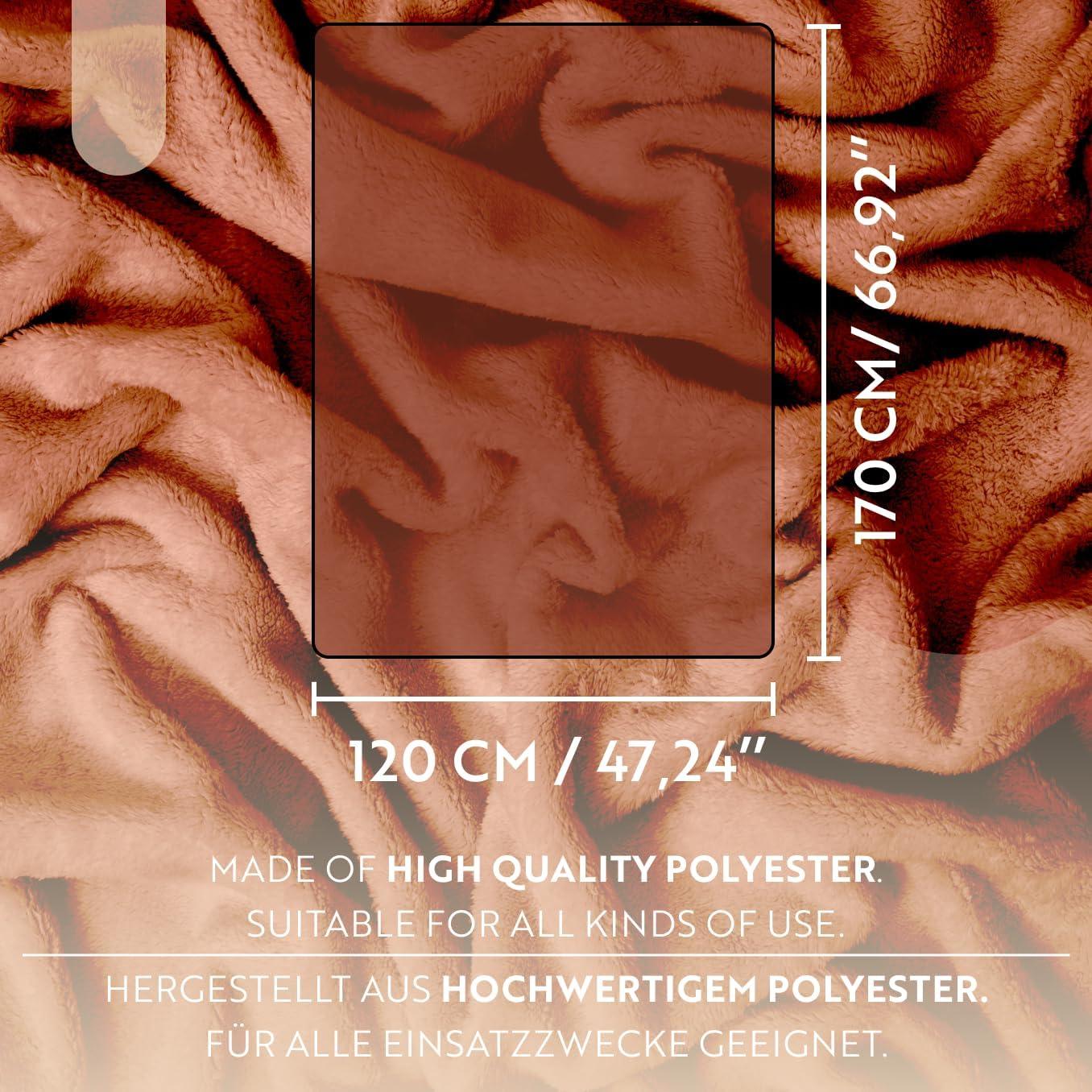 English Home Fleece Throw Blanket,Soft Plush Blanket for Couch Sofa or Bed Throw Size, Super Cozy and Comfy for All Seasons, Terracotta 130x170 (cm)