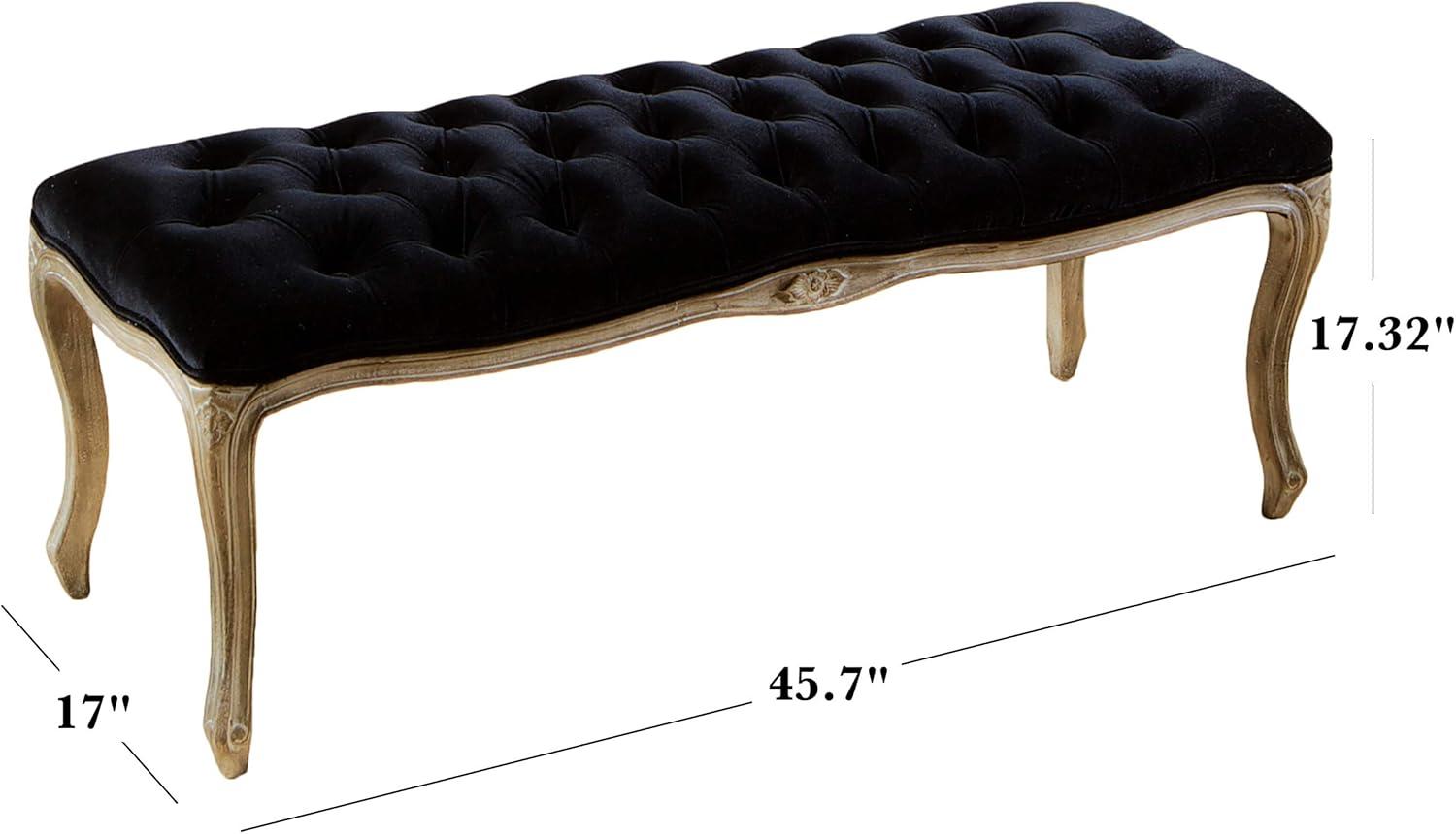Tufted Black Velvet Bench - Christopher Knight Home: Rubberwood Frame, Cushioned, for Living Room & Bedroom