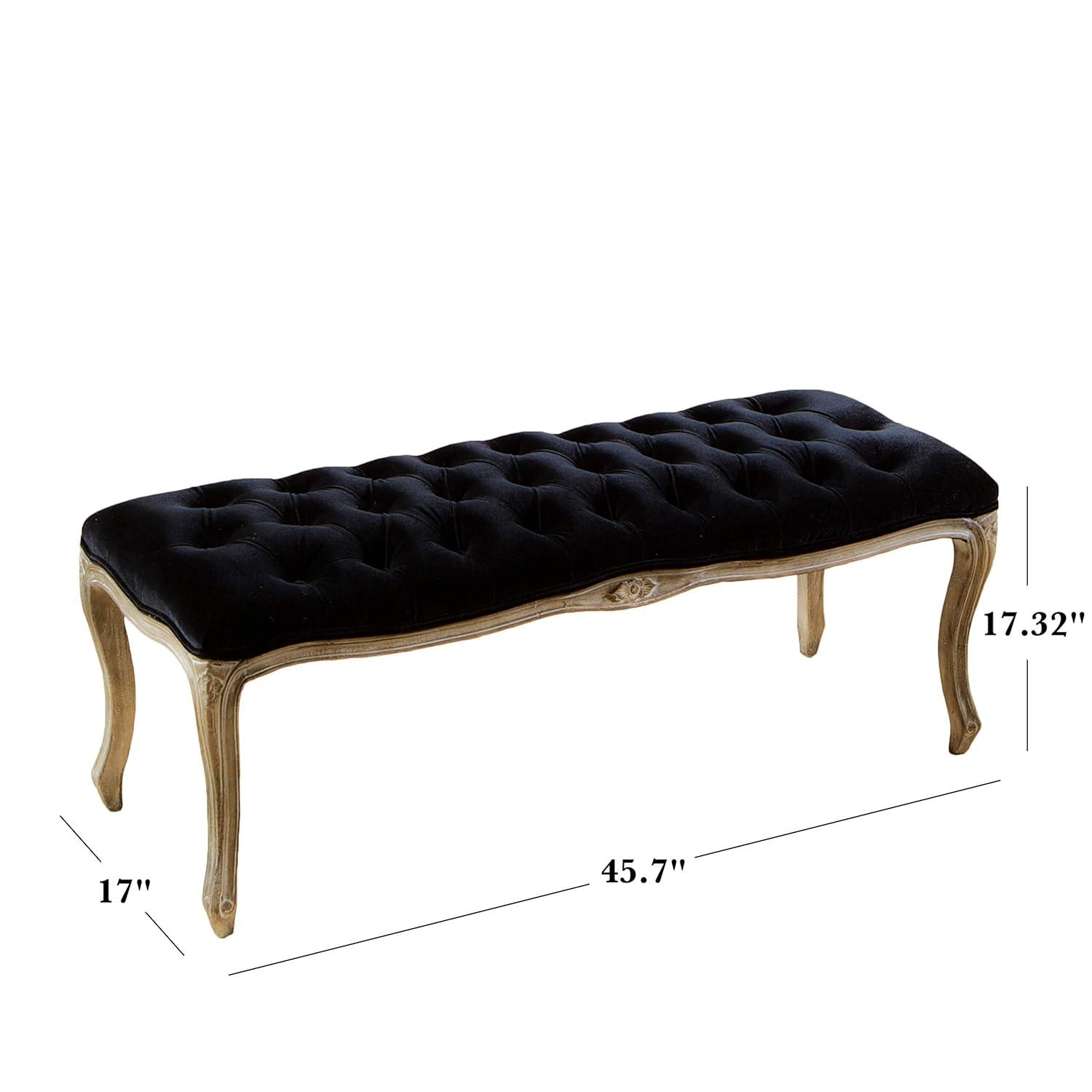Tufted Black Velvet Bench - Christopher Knight Home: Rubberwood Frame, Cushioned, for Living Room & Bedroom