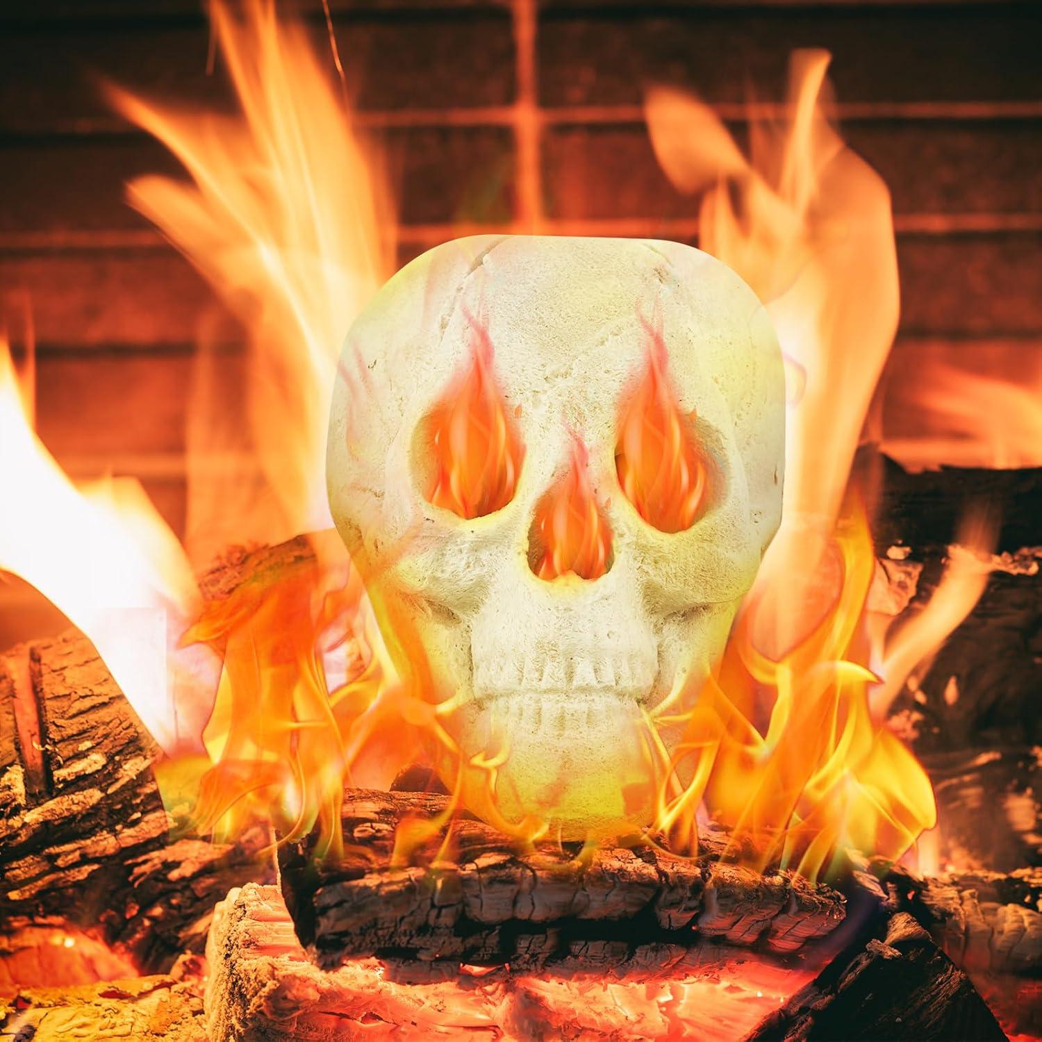 Costway Ceramic Fireproof Fire Pit Skull, Reusable Imitated Human Skull for Gas Beige/Black