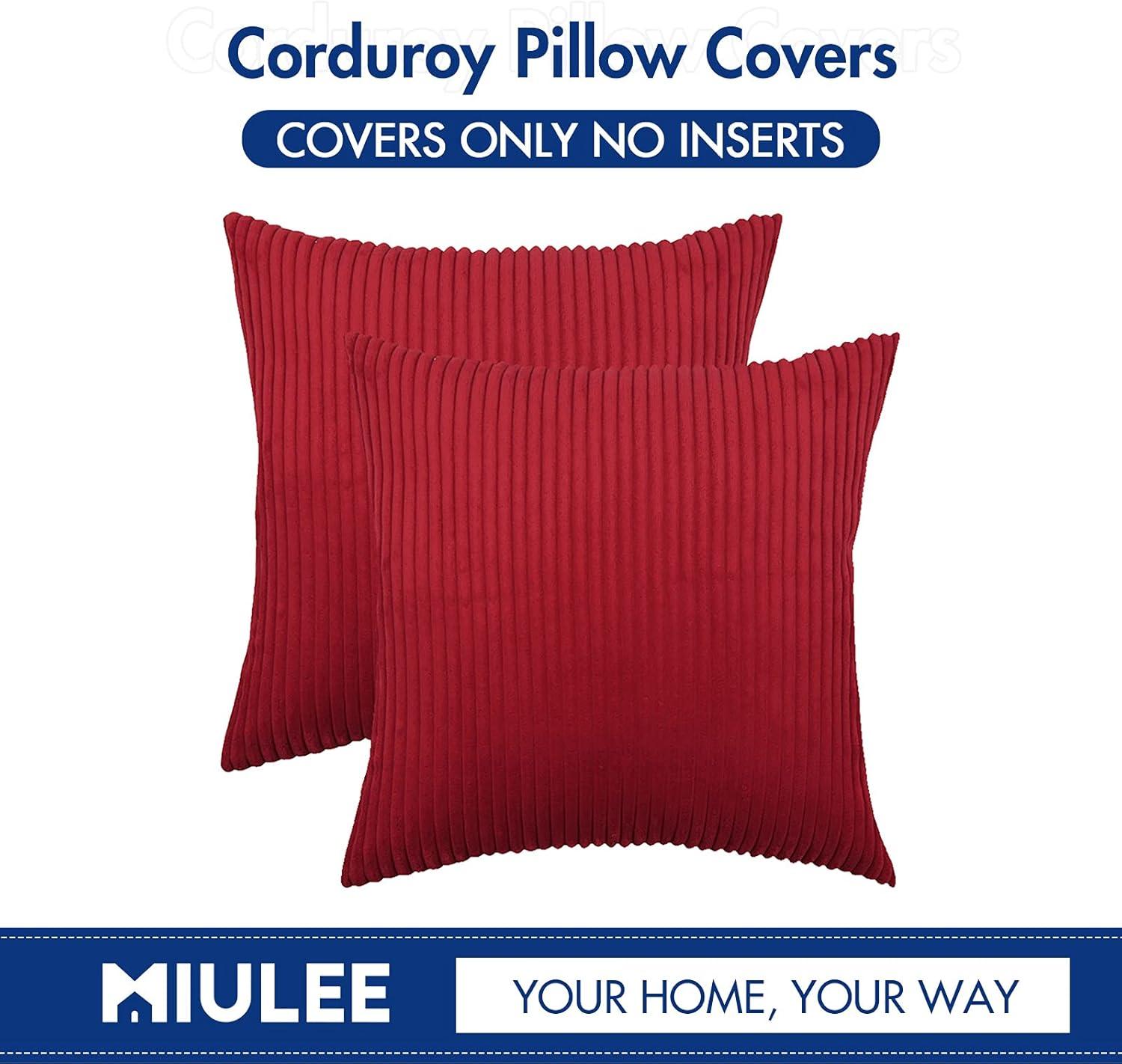 Red Corduroy 18x18 Euro Square Pillow Covers Set