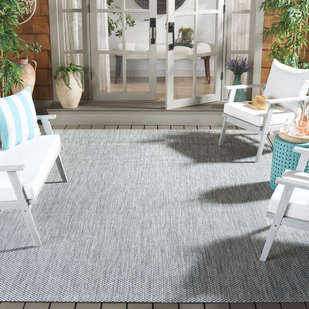 Gray Synthetic Flat Woven Reversible Outdoor Area Rug, 9' x 12'