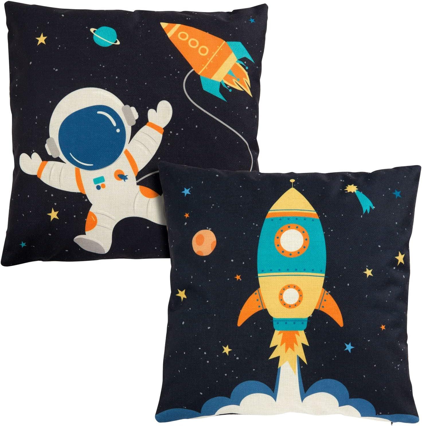 Kids Space-Themed Polyester Throw Pillow Covers Set