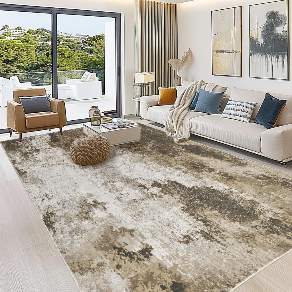 Garvee 5'x7' Modern Blue Abstract Area Rug Machine Washable Contemporary Rug Soft Foldable Thin Accent Rug Anti-Slip Non-Shedding Floor Carpet