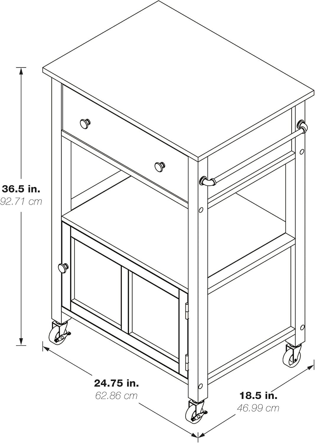 White Granite Top Kitchen Cart with Storage and Wheels