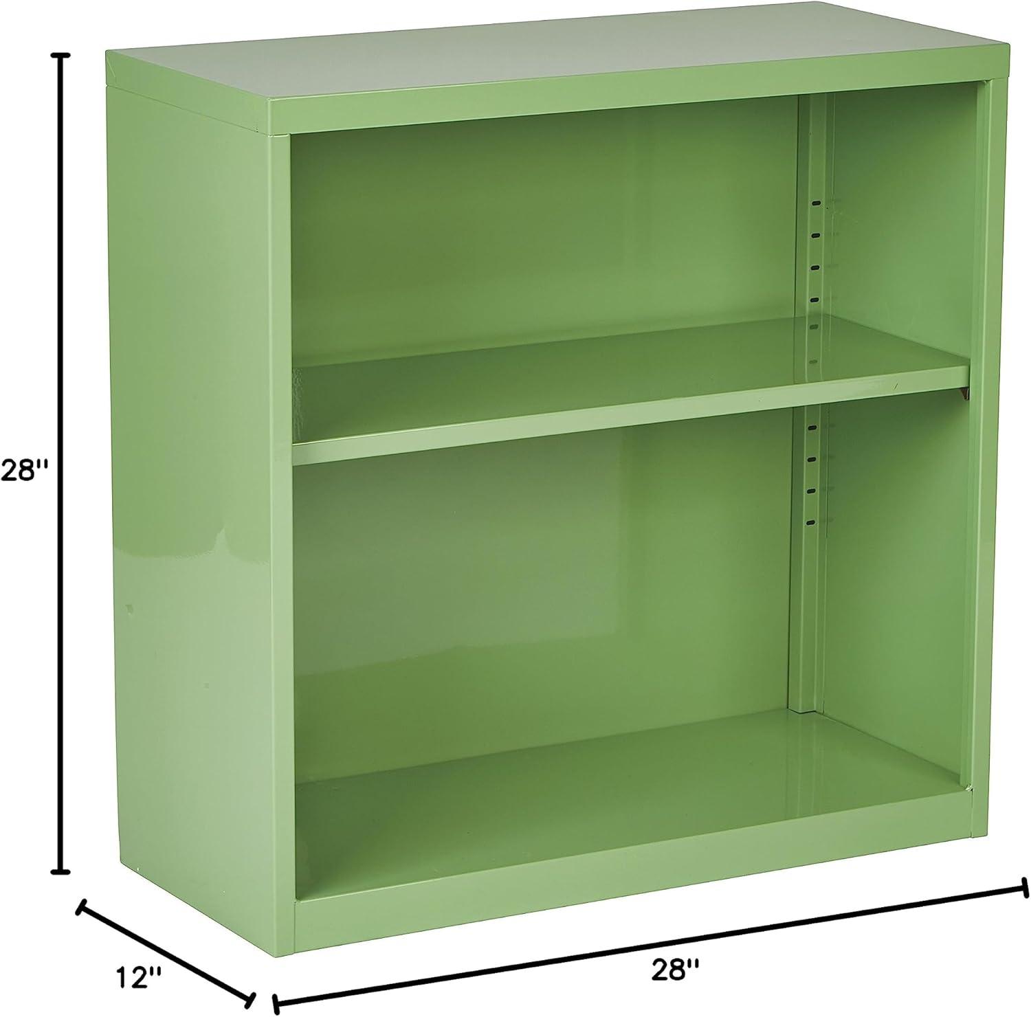 OSP Home Furnishings Metal Bookcase in Green Finish