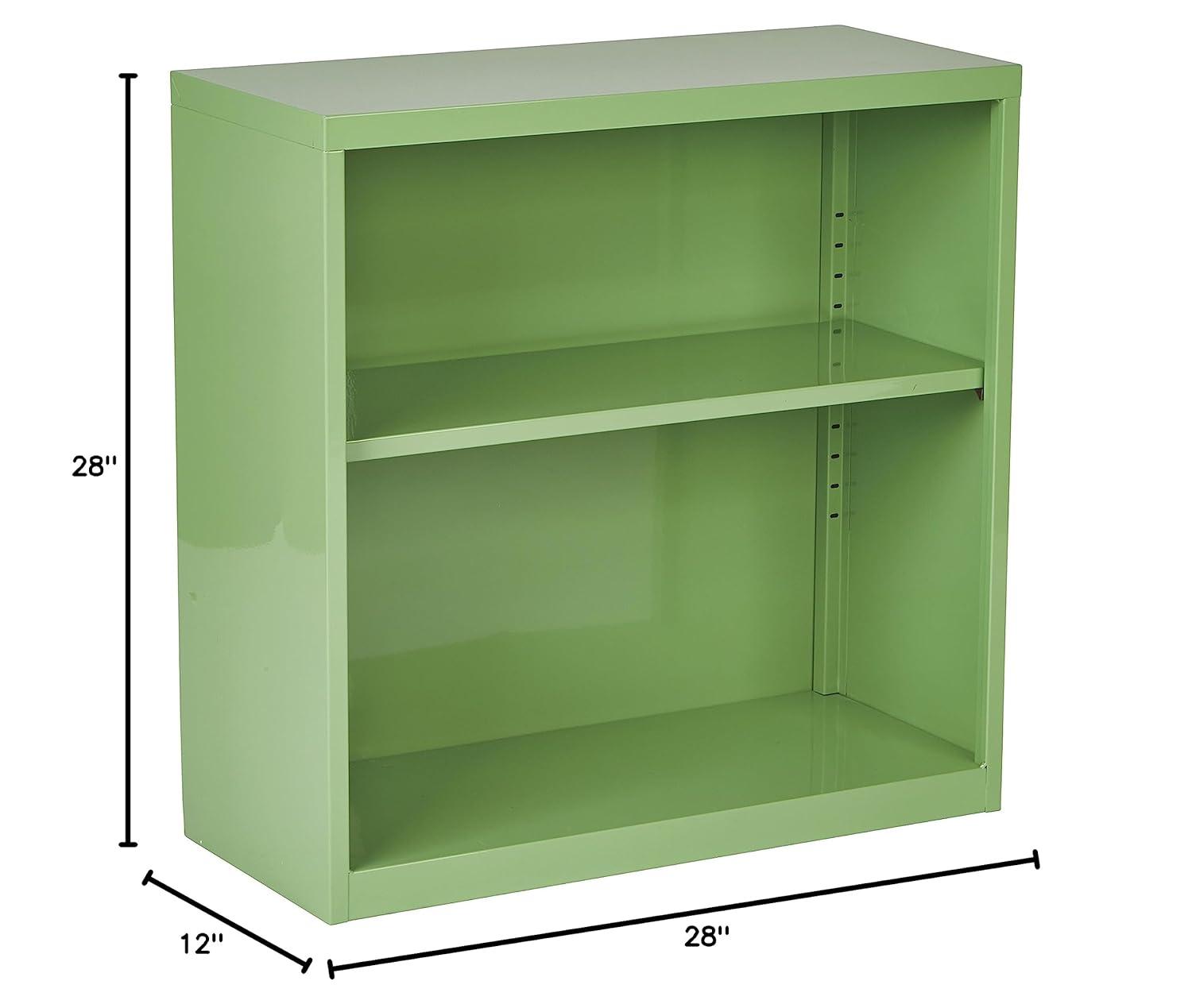 OSP Home Furnishings Metal Bookcase in Green Finish