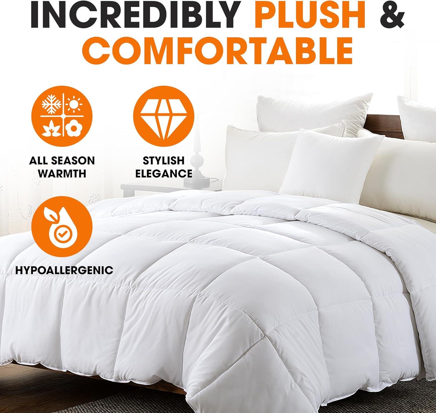 Cheer Collection Luxurious Down Alternative All Season Comforter (White) (King)