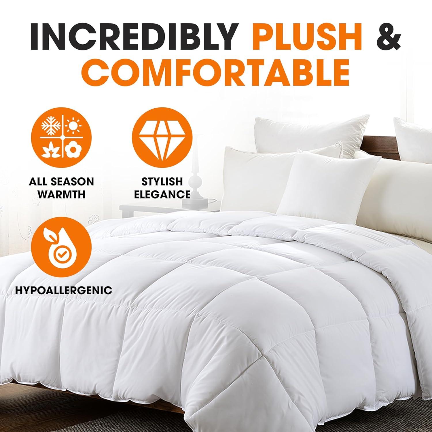 Cheer Collection Luxurious Down Alternative All Season Comforter (White) (King)