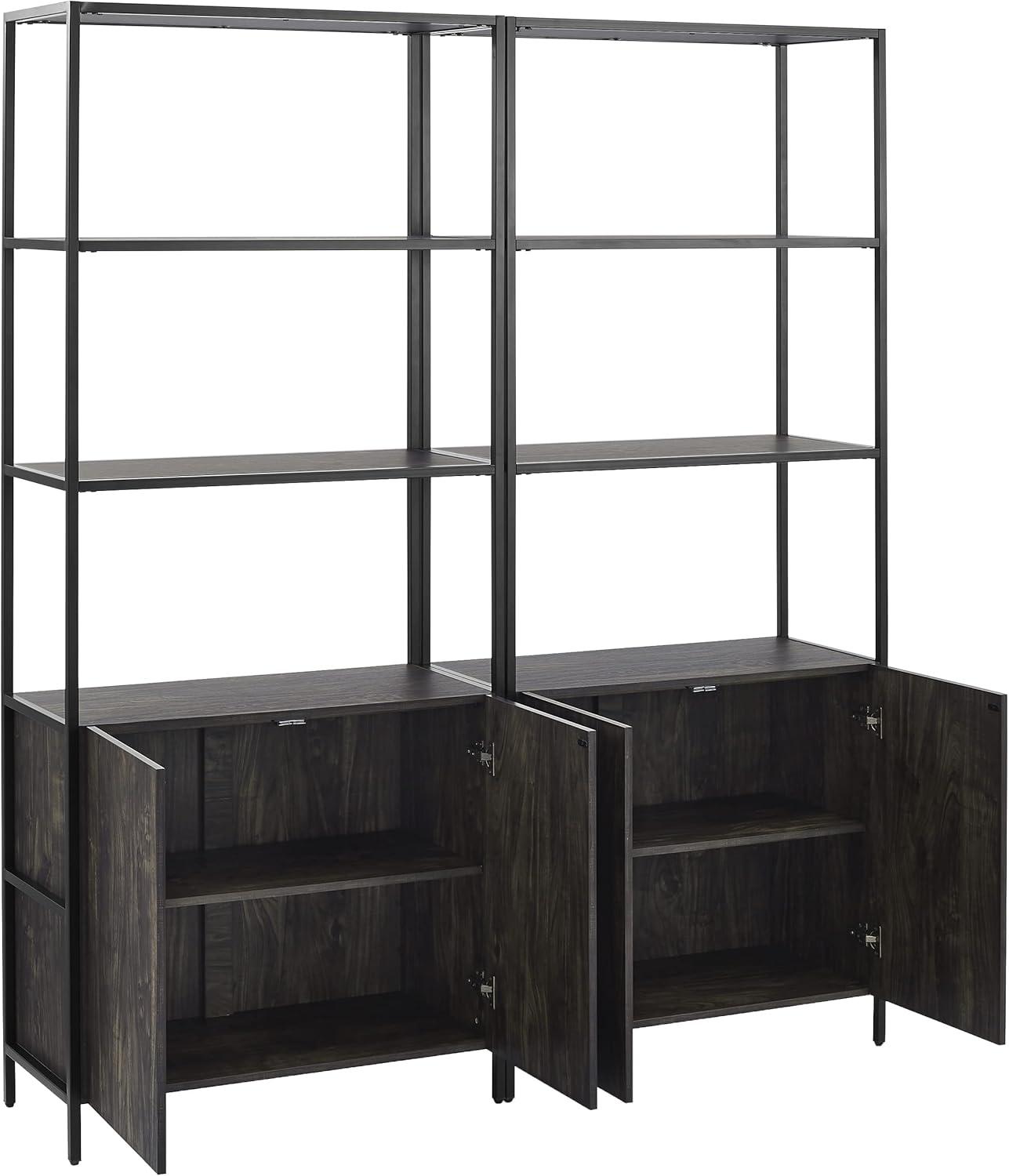 2pc 80.5" Jacobsen Etagere Set Brown Ash - Crosley: Industrial Storage, Steel Frame, Wood Veneer