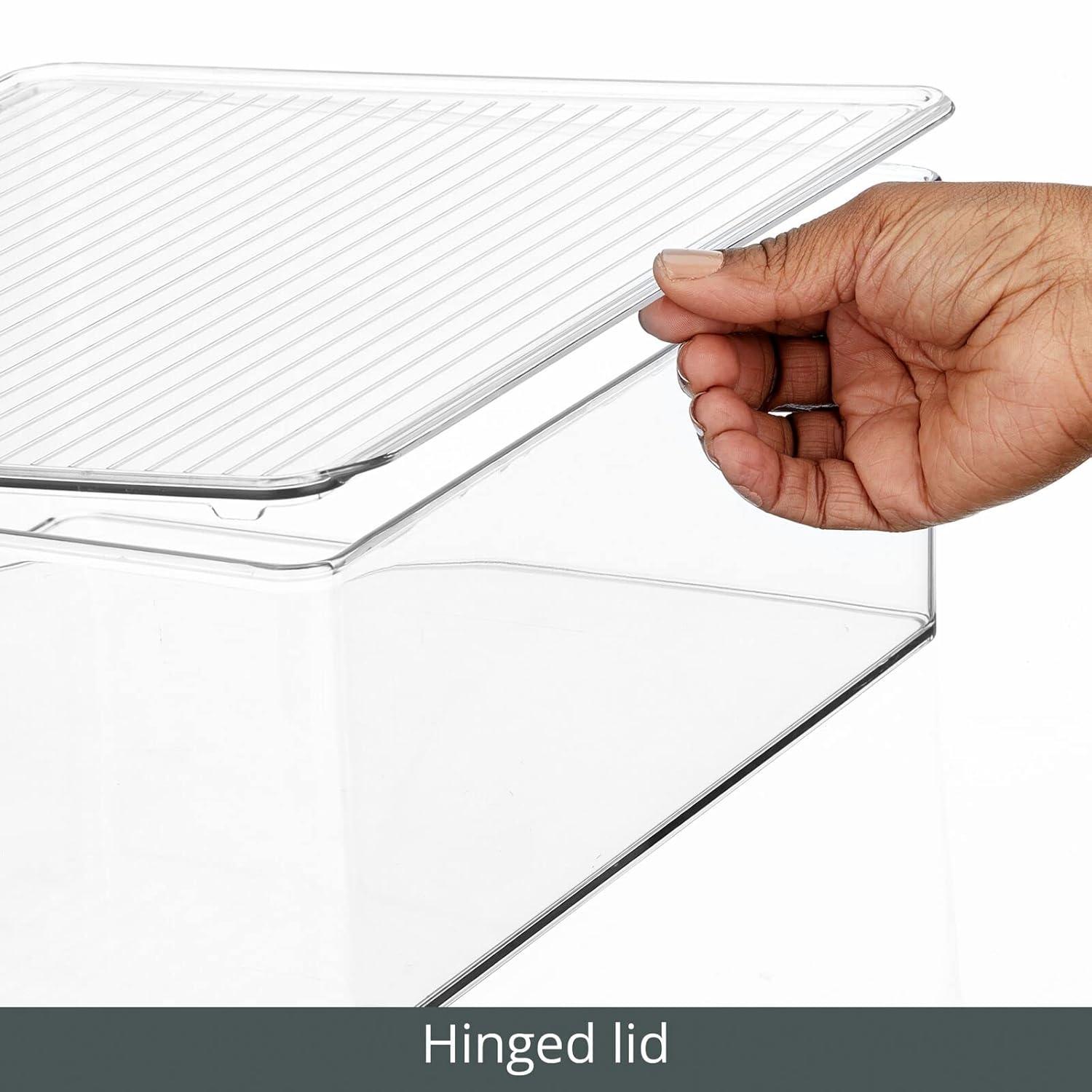 mDesign Plastic Stackable Toy Storage Bin Box with Hinge Lid, 8 Pack - Clear