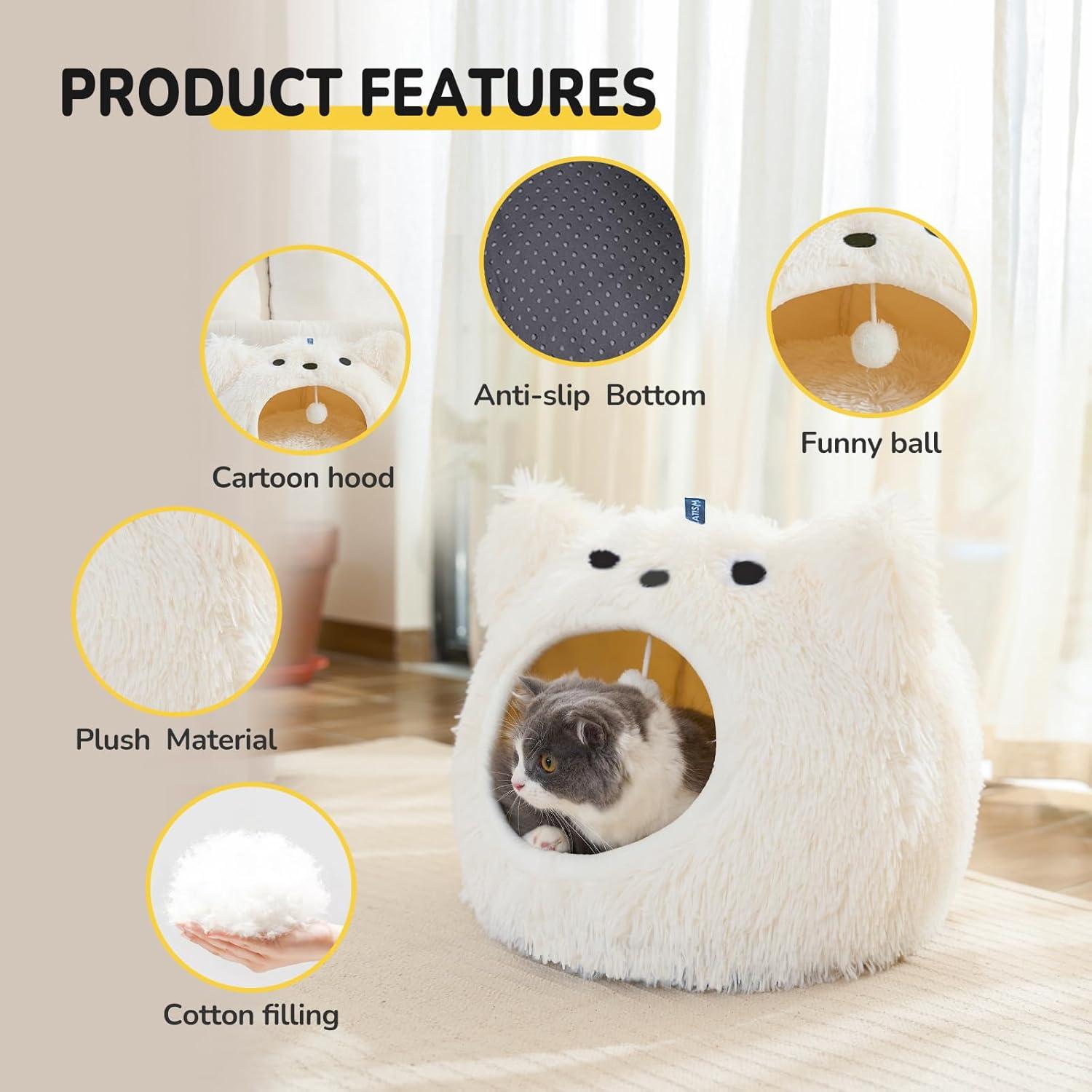 Cat Bed for Indoor Cats Washable Cute Warm Cat Cave
