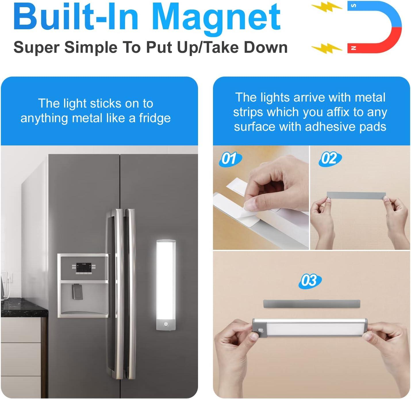 LEPOTEC 2022 30 LED Under Counter Closet Lighting, Pantry Light, LED Motion Sensor Cabinet Light Battery Powered Operated Light 2500mah Rechargeable Wireless Motion Sensor Closet Light