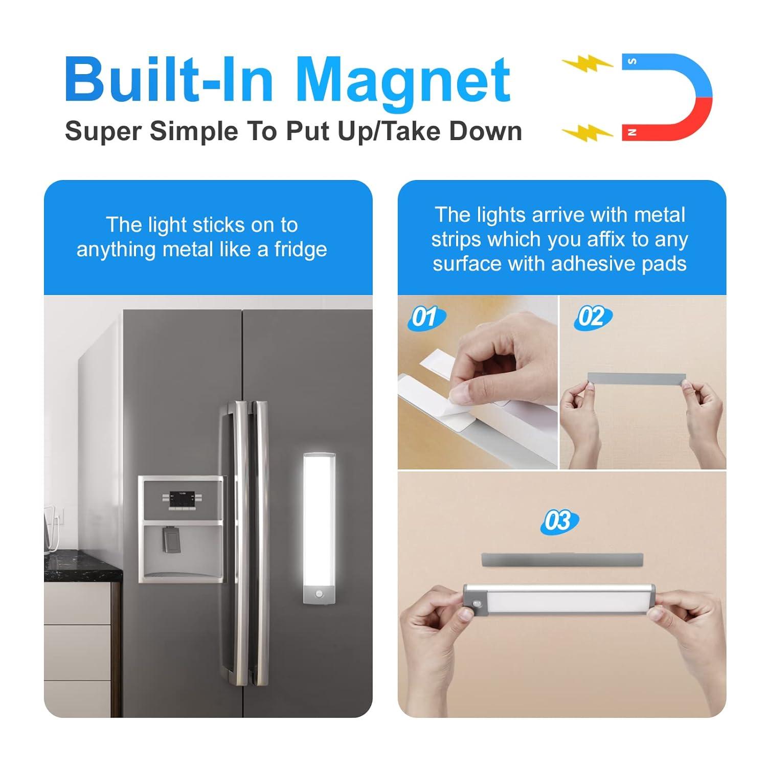 LEPOTEC 2022 30 LED Under Counter Closet Lighting, Pantry Light, LED Motion Sensor Cabinet Light Battery Powered Operated Light 2500mah Rechargeable Wireless Motion Sensor Closet Light