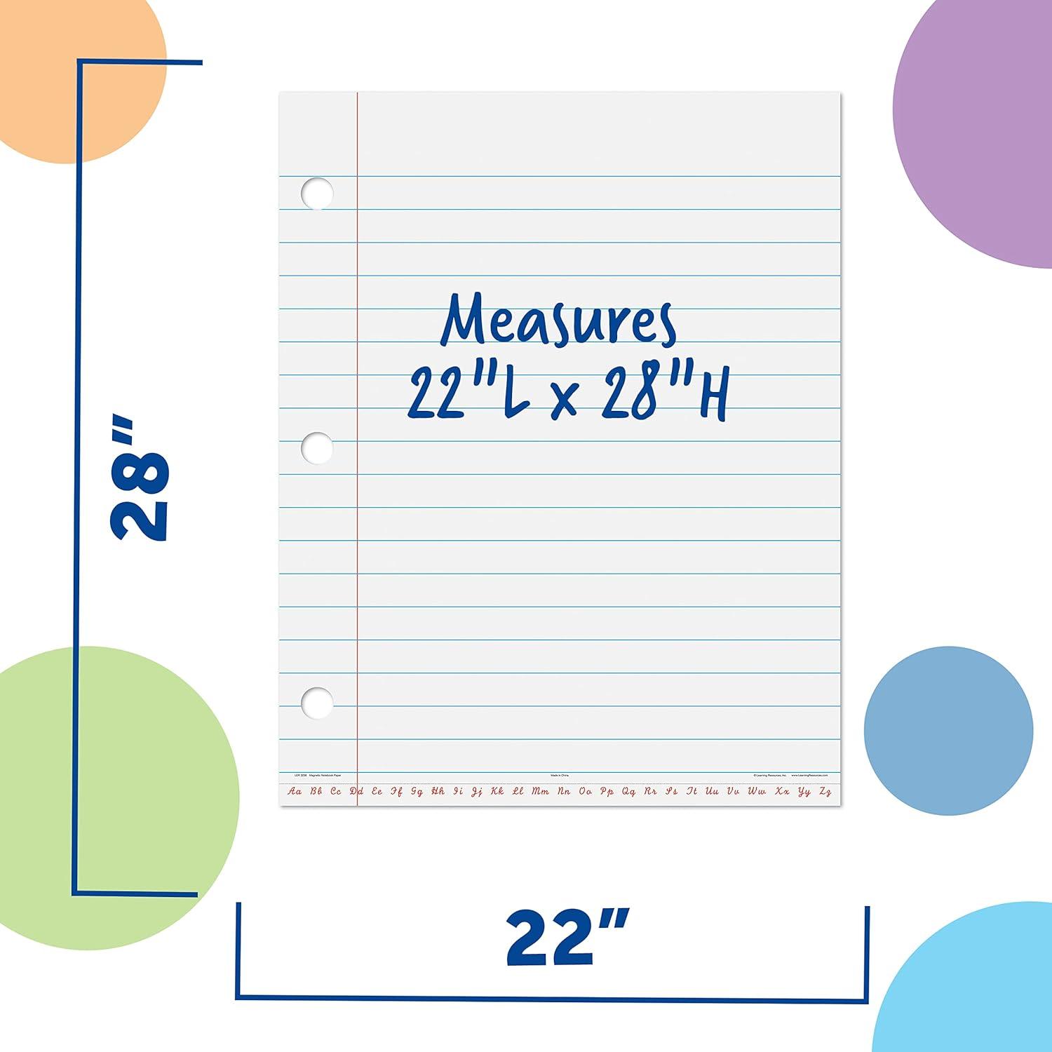 Learning Resources Magnetic Notebook Paper, 22"L x 28"H