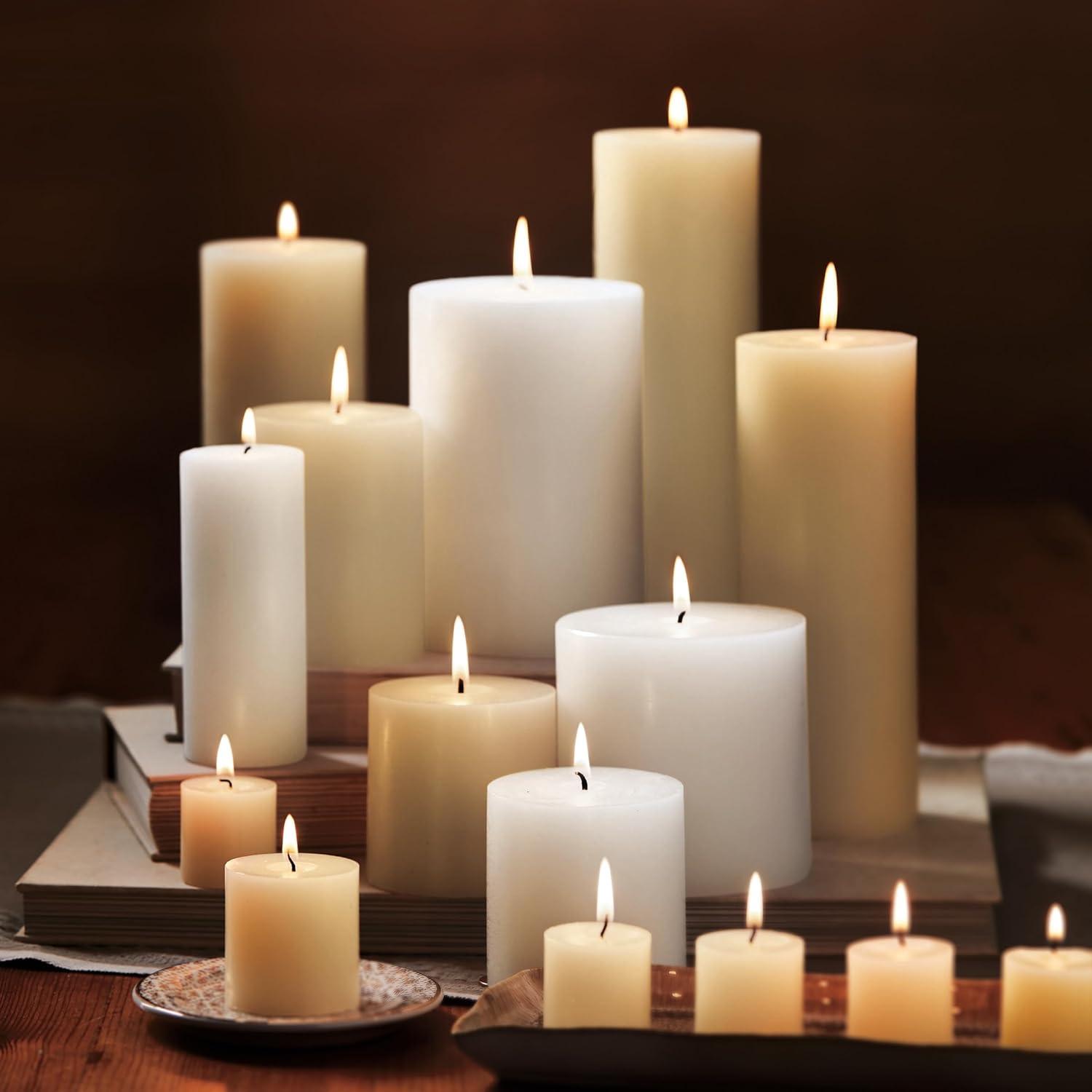 White 8" Dripless Scented Pillar Candle with Bow