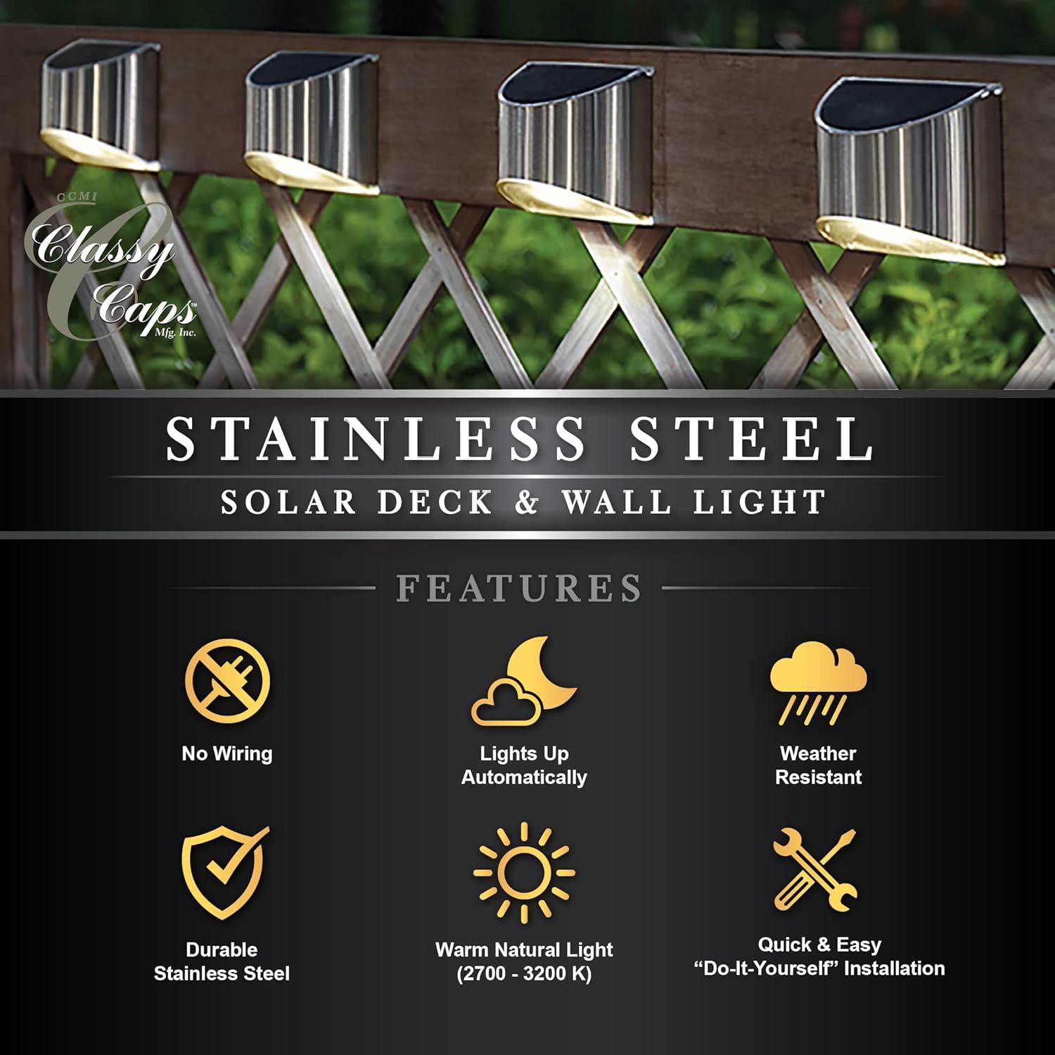 Classy Caps Stainless Steel Solar Powered Integrated LED Metal Deck Light & Reviews | Wayfair