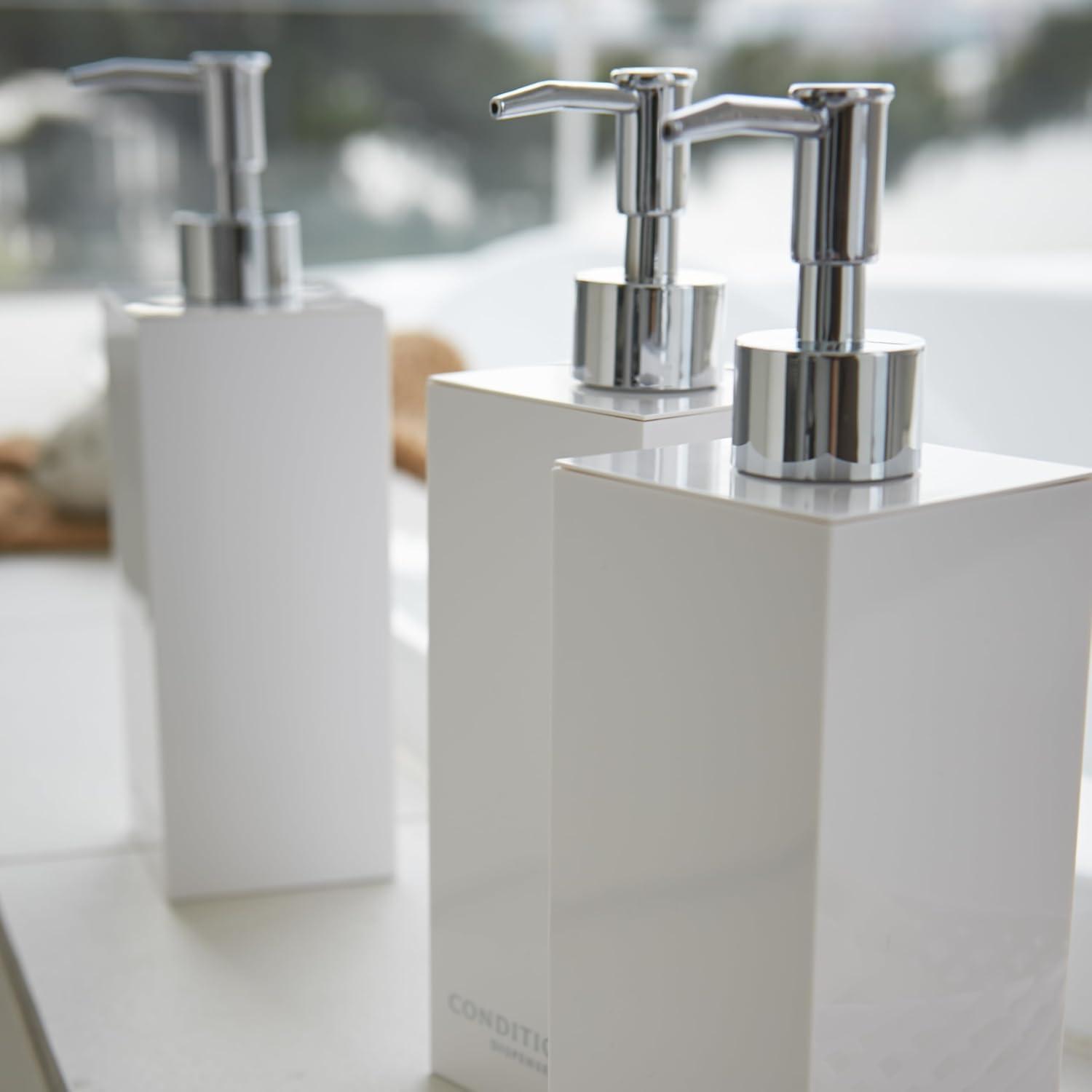 White ABS Plastic and Stainless Steel Shampoo Dispenser