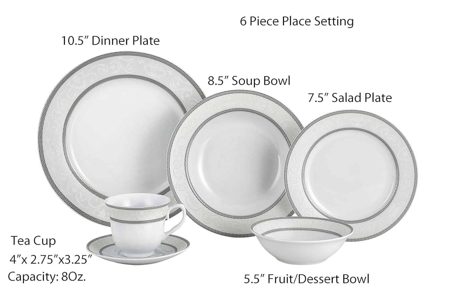 Lorren Home Trends 57 Piece Porcelain China Dinnerware Set - Service for 8